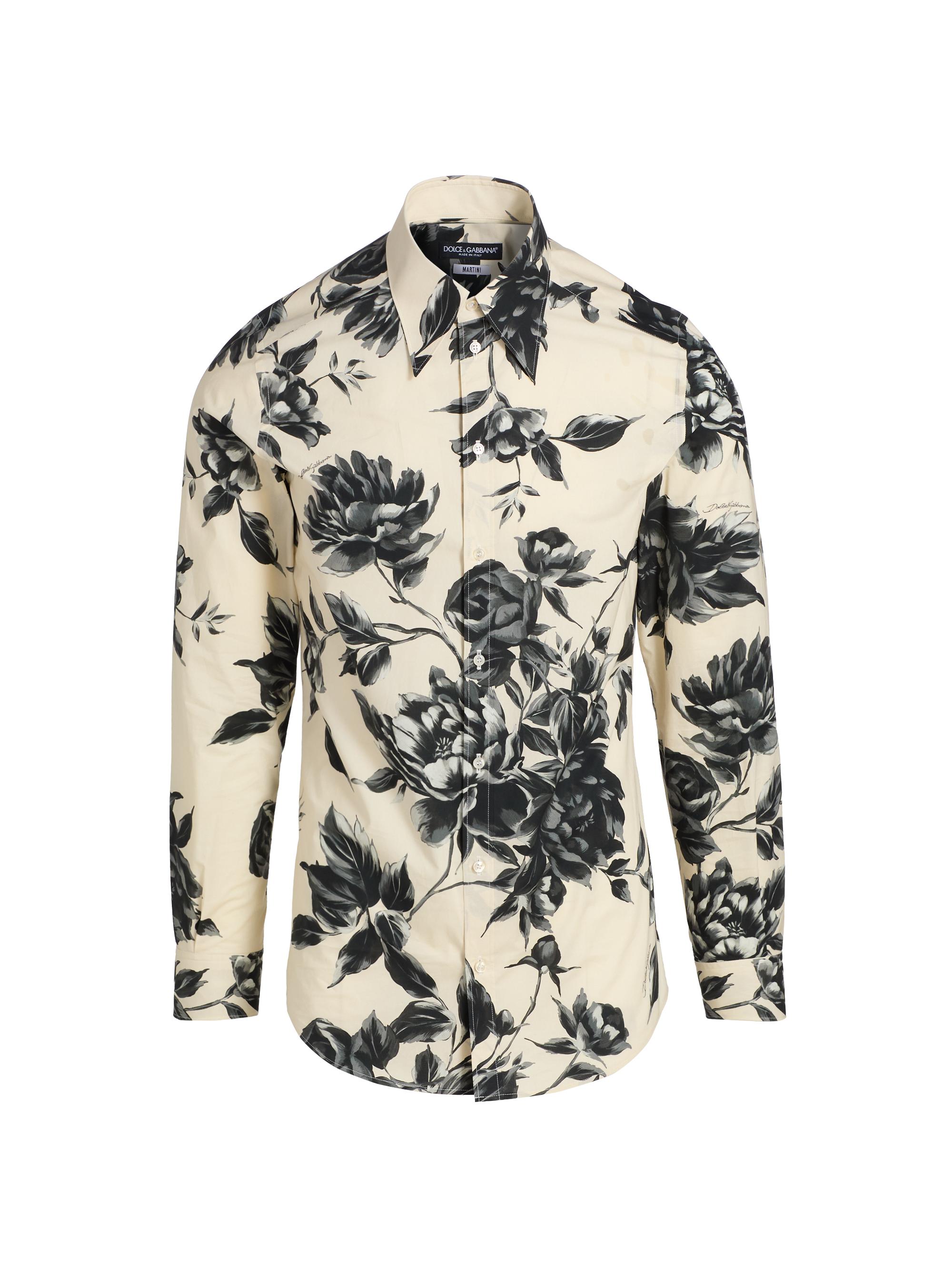 Dolce & Gabbana Men's Floral Cotton Button-Front Shirt - Ramage Peonies Beige