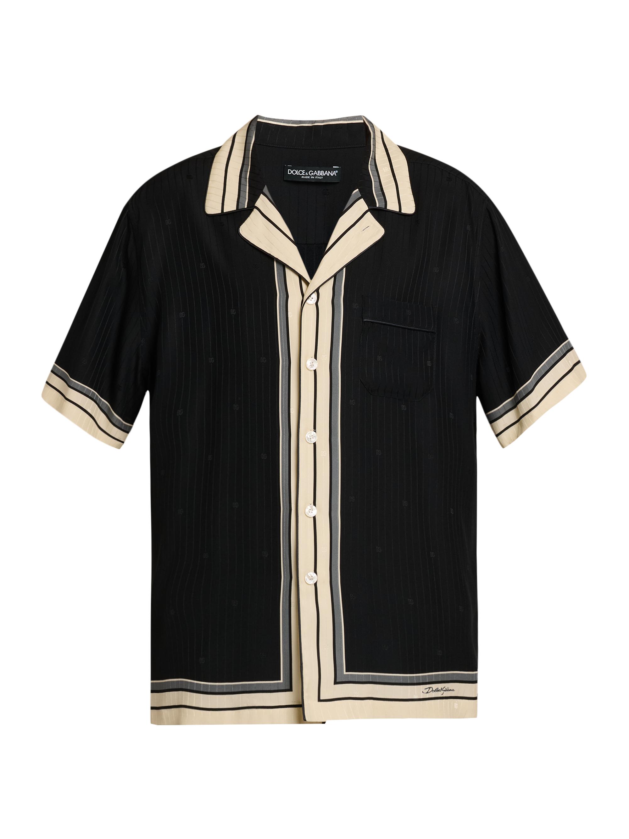 Dolce & Gabbana Men's Riga Striped Silk Camp Shirt - Righe Nero