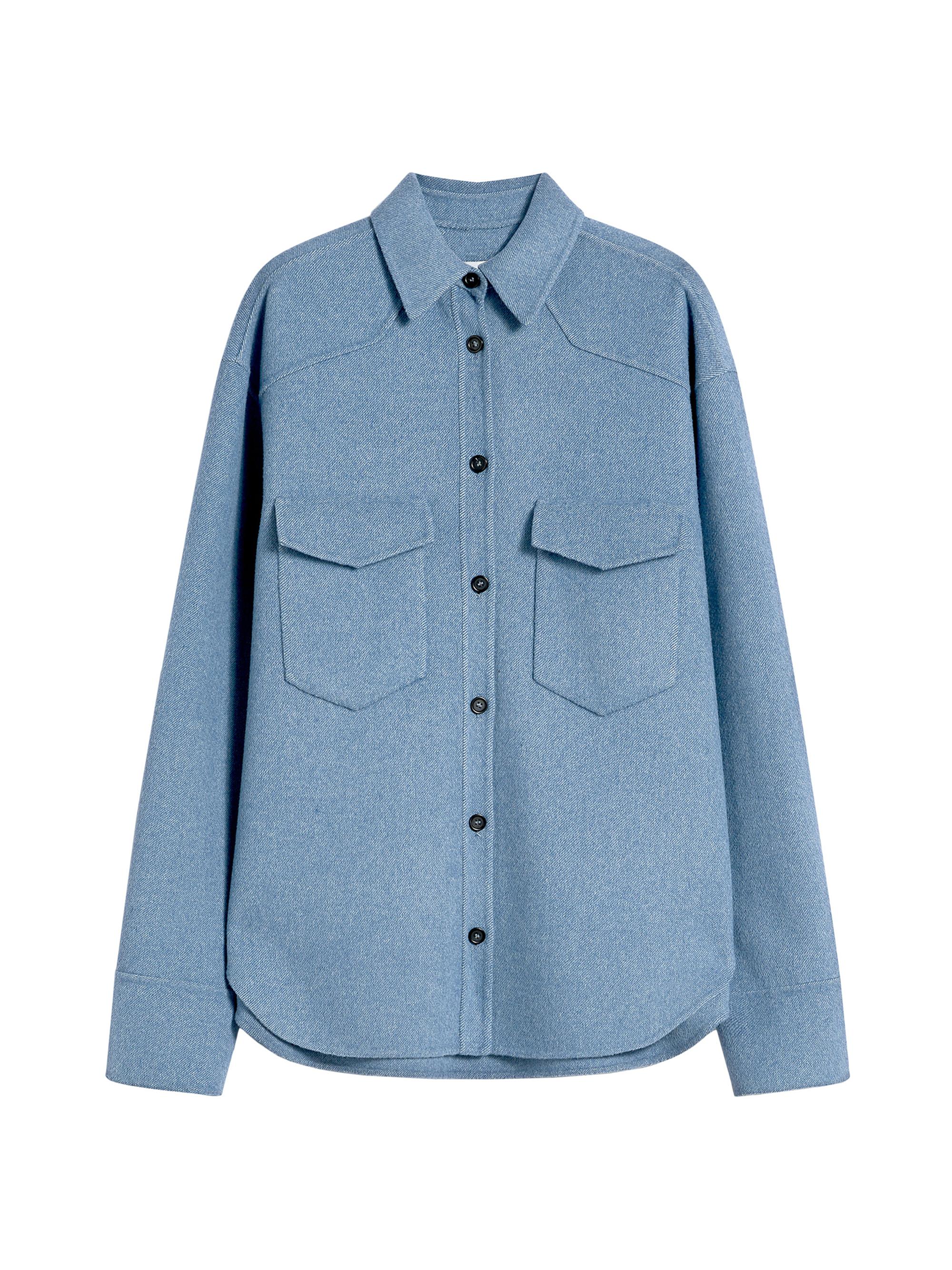 Sportmax Women's Oversized Runway Pure Wool Shirt - Light Blue Light Vintage