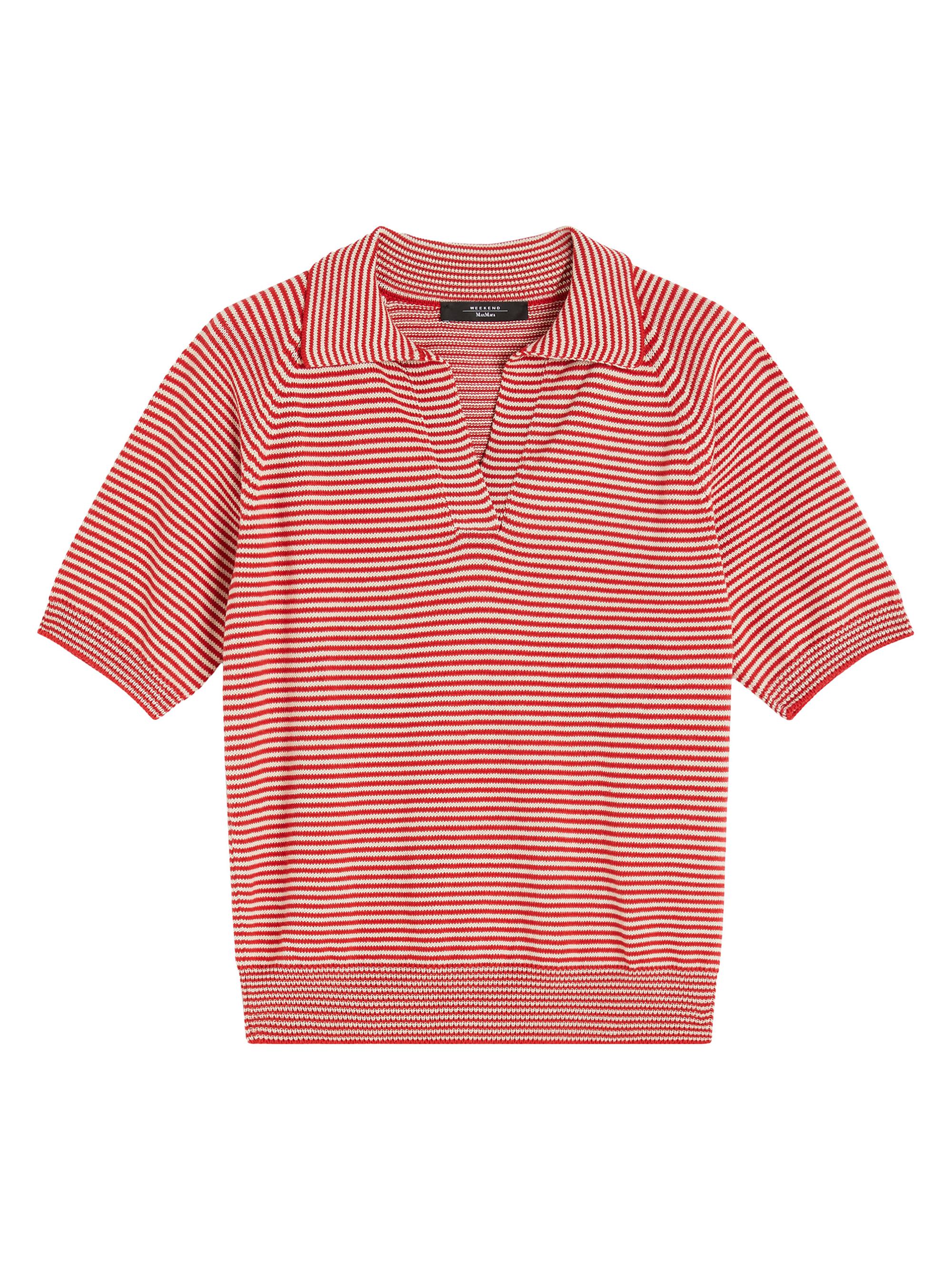 Weekend Max Mara Women's Cotton Yarn Polo Sweater - Red Small Stripe
