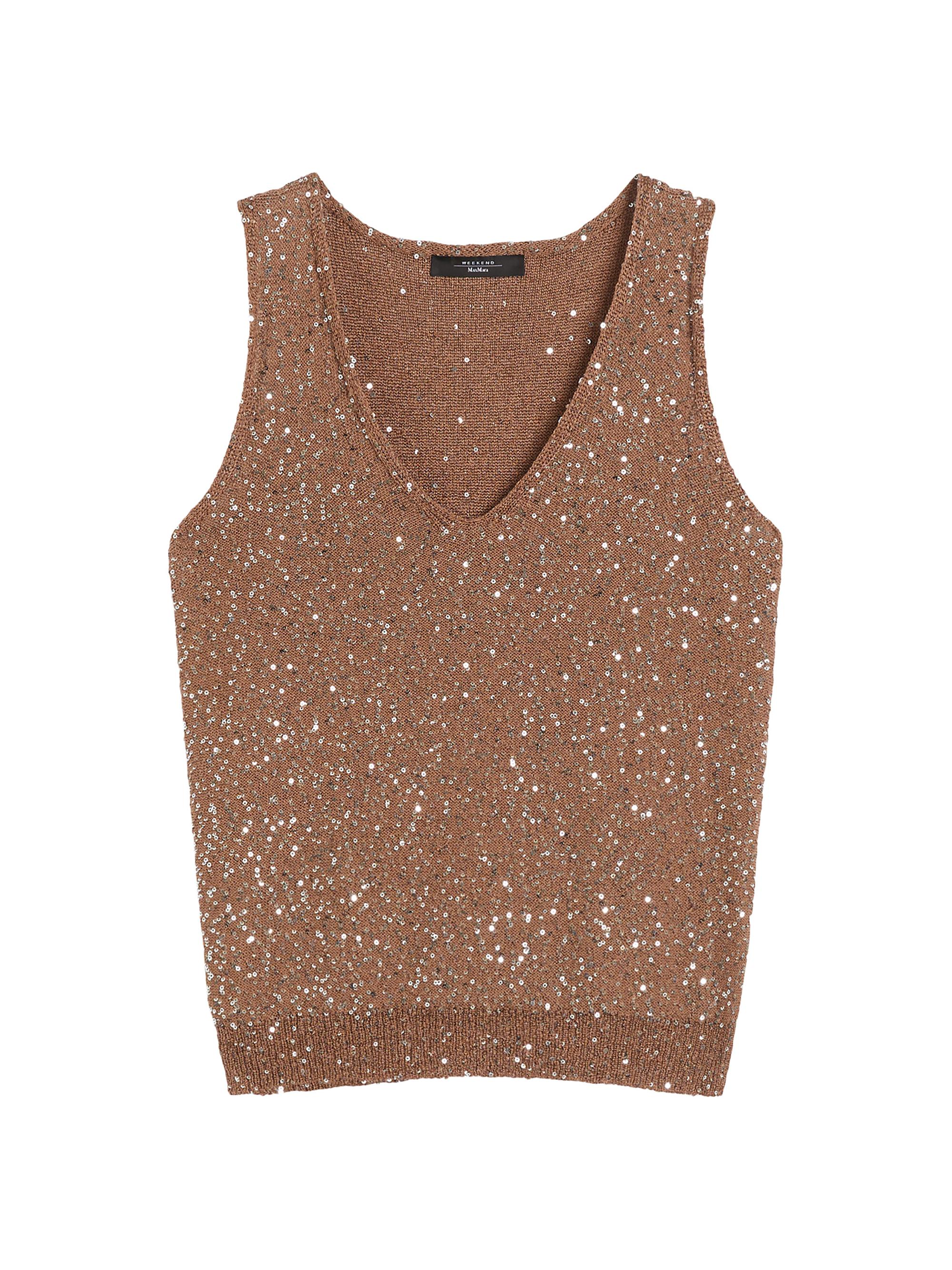 Weekend Max Mara Women's Sequinned Knitted Top - Marron Glace