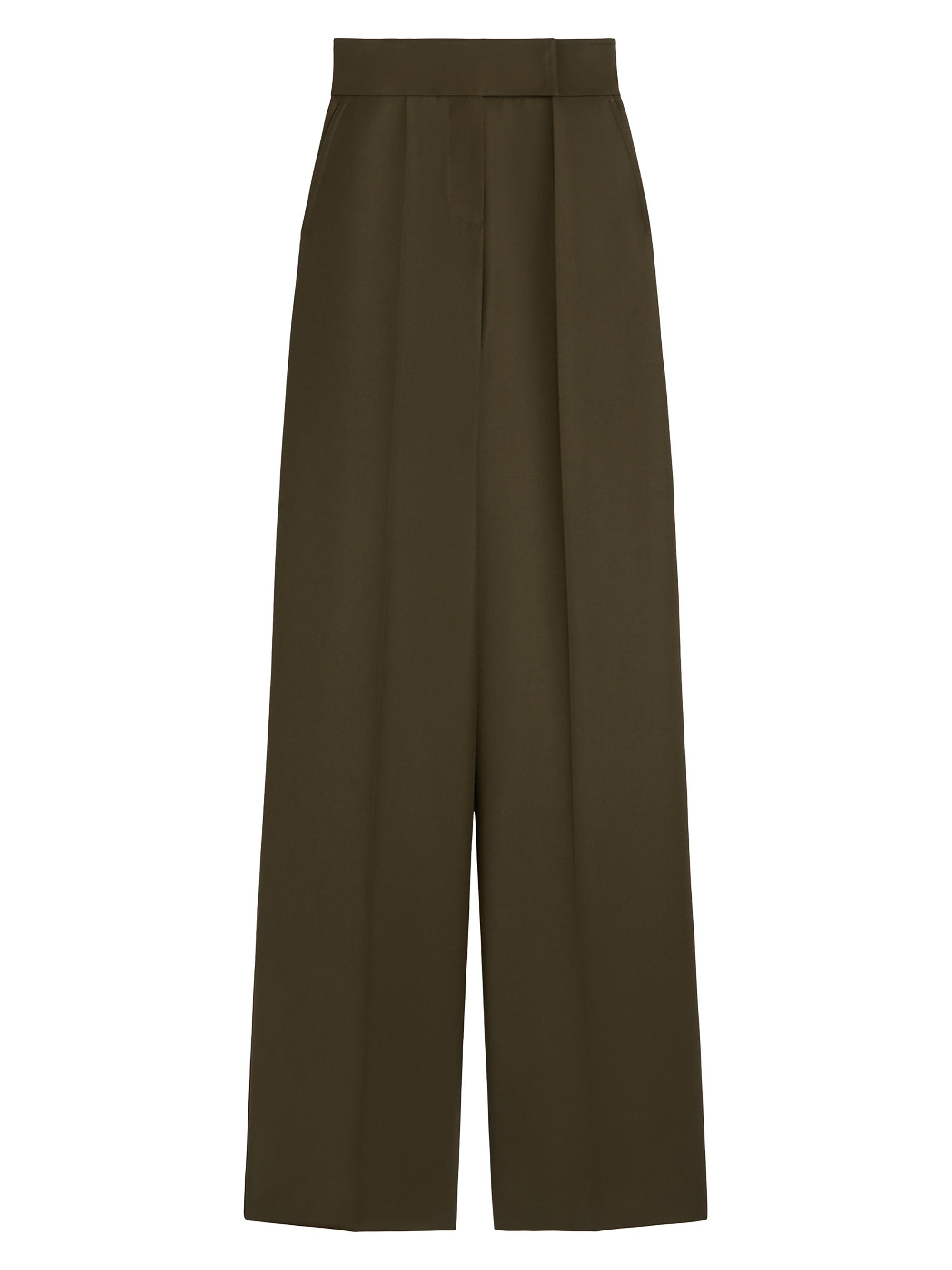 Max Mara Women's Wool Wide Leg Trousers - Moss Green - Women's Clothing