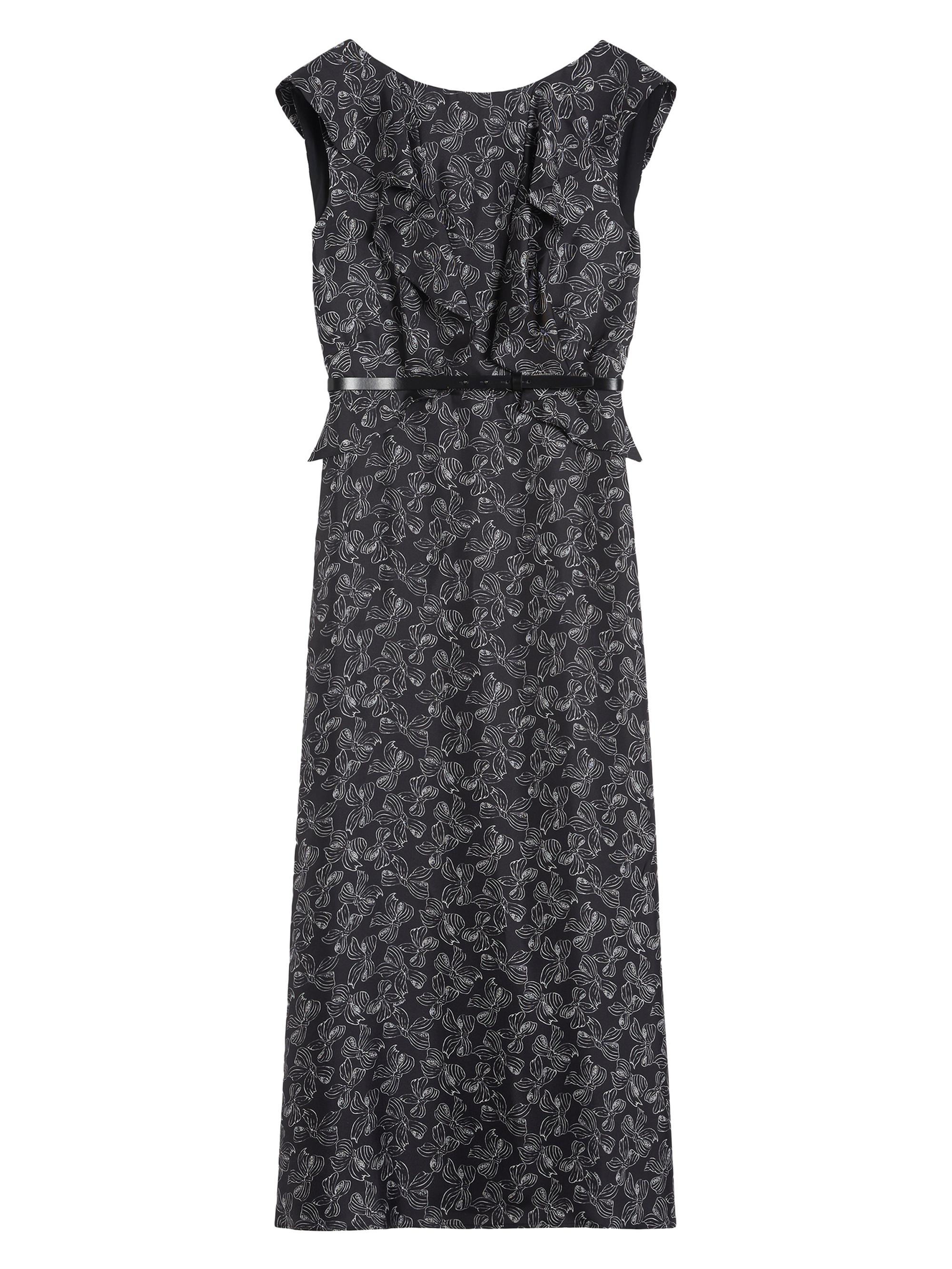 Max Mara Women's Long Printed Silk Dress - Black White Print