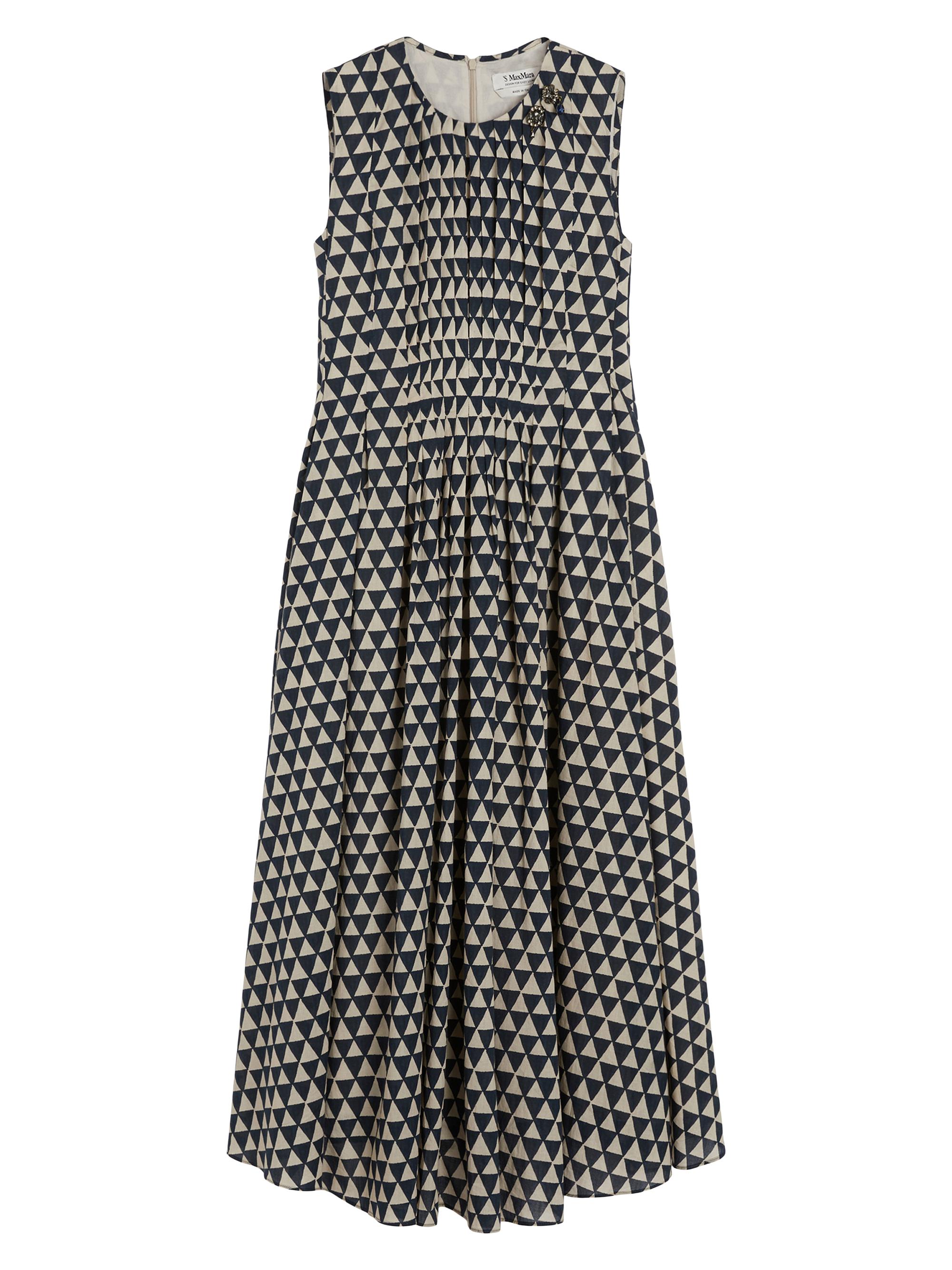 Max Mara Women's Printed Voile Midi Dress - Ultramarine Triangles