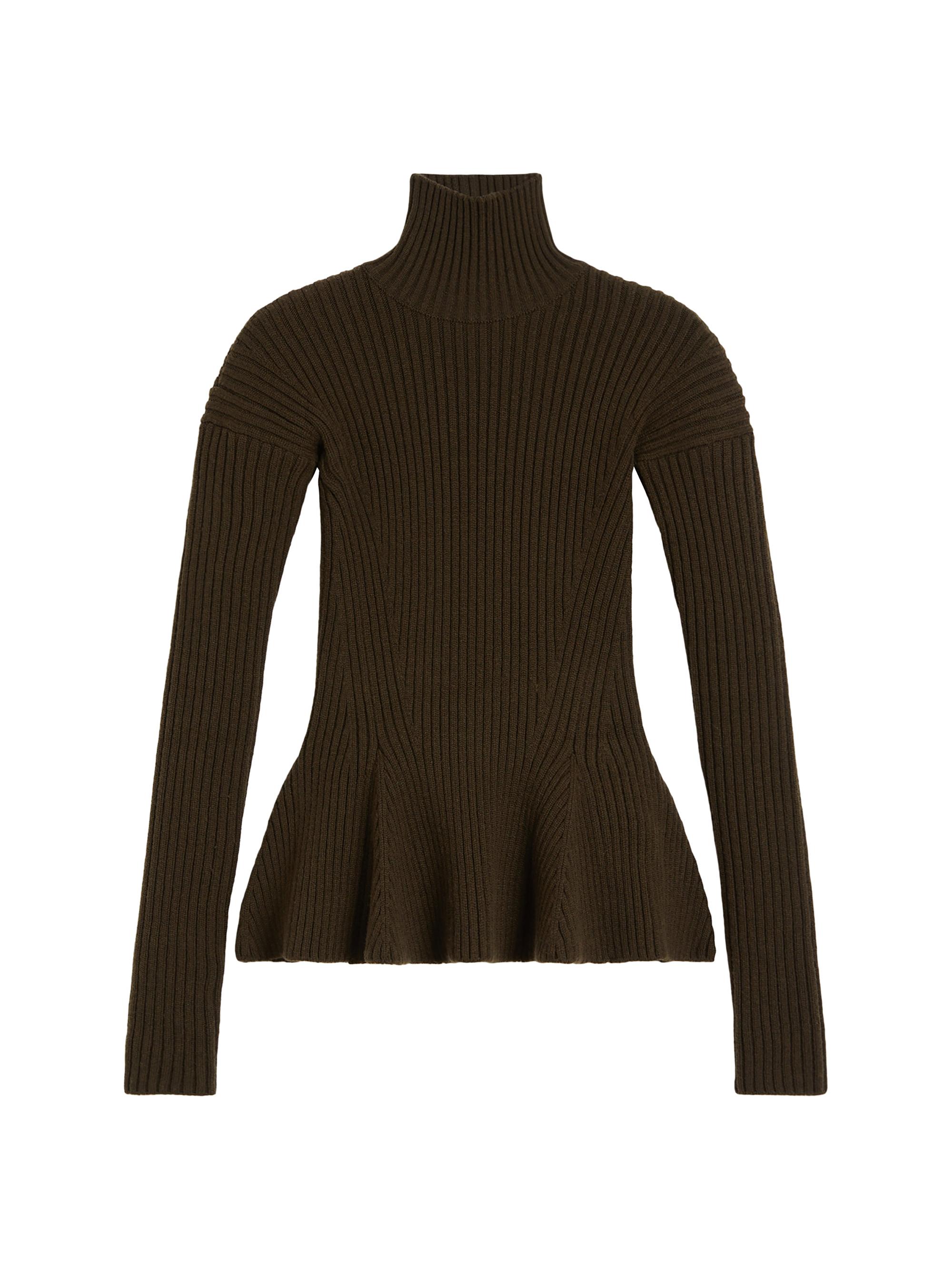 Max Mara Women's Wool and Cashmere Peplum Turtleneck Sweater - Moss Green