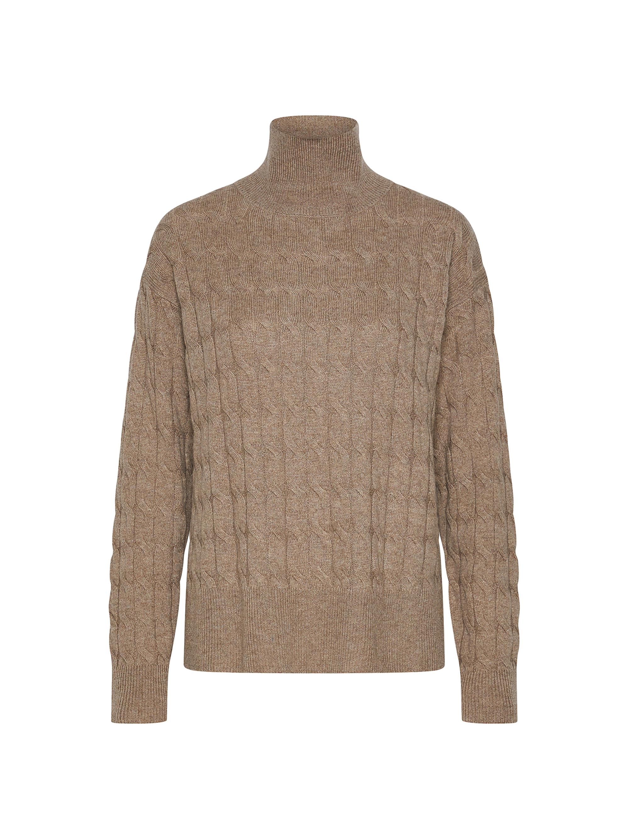 Marella Women's Wool and Cashmere Mock Polo Neck Sweater - Mud Melange