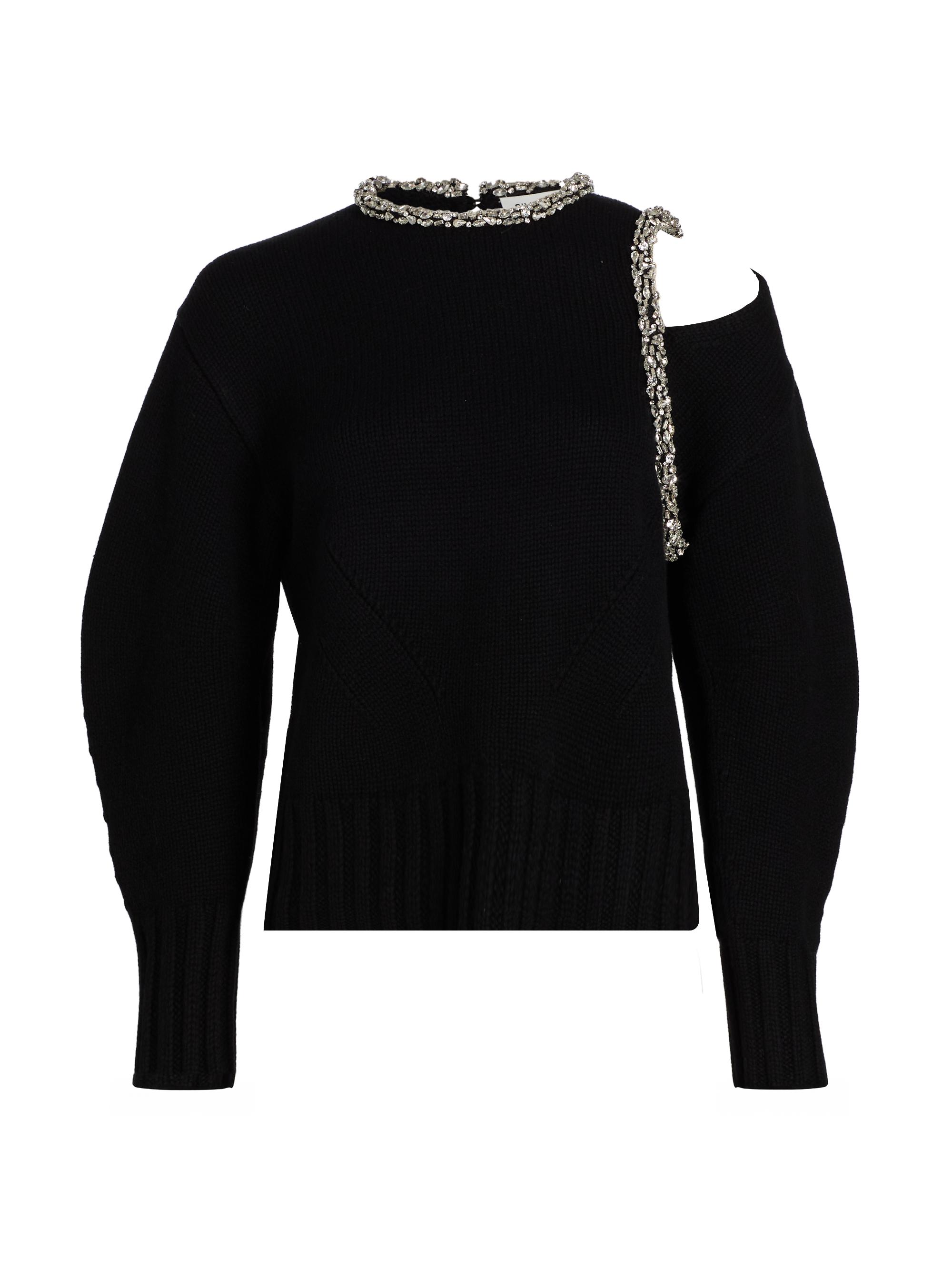 SIMKHAI Women's Monroe Embellished Cold-Shoulder Sweater - Black