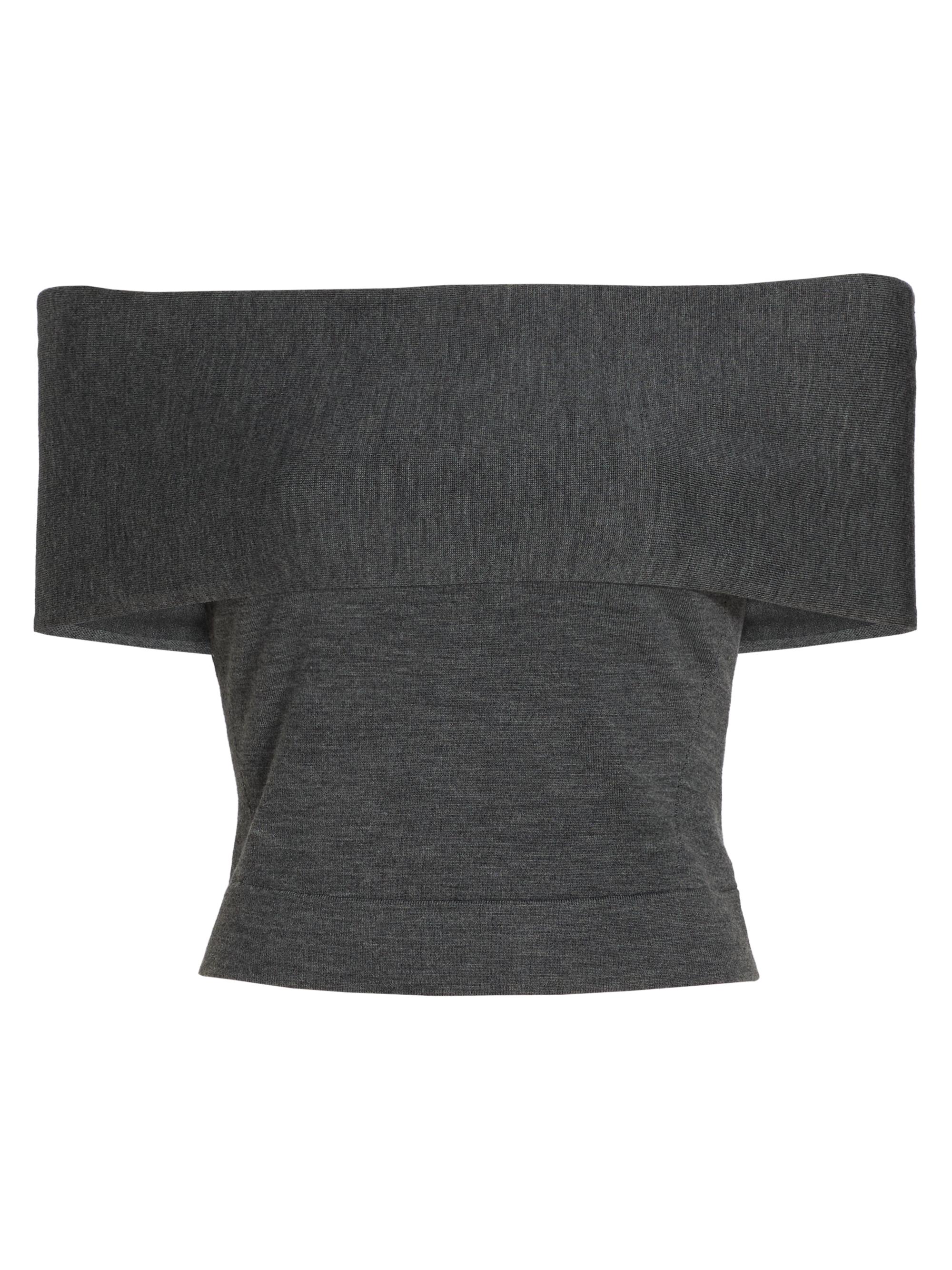SIMKHAI Women's Callahan Merino-Wool Off-Shoulder Top - Grey Melange