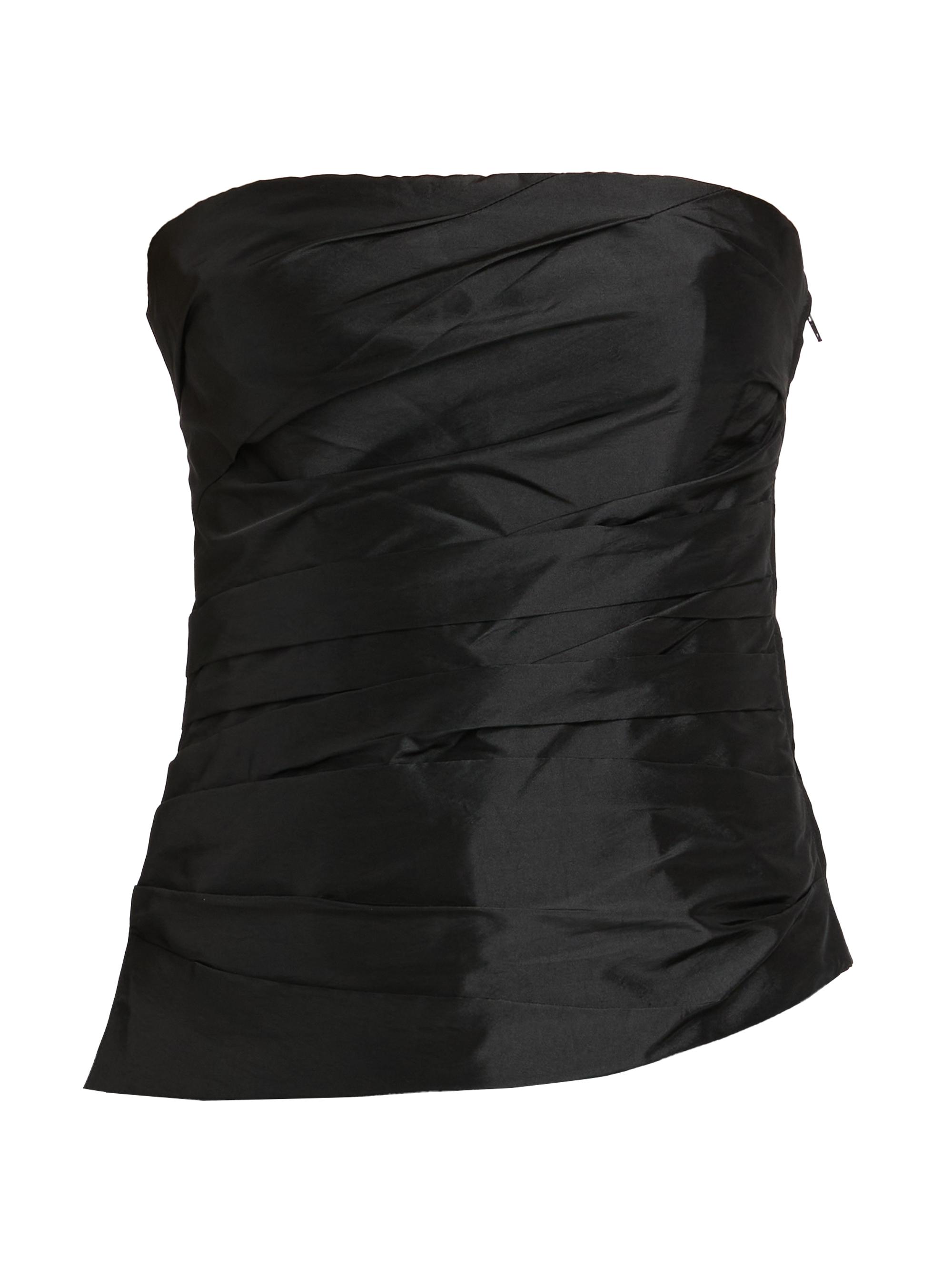 SIMKHAI Women's Emerson Gathered Satin Bustier Top - Black
