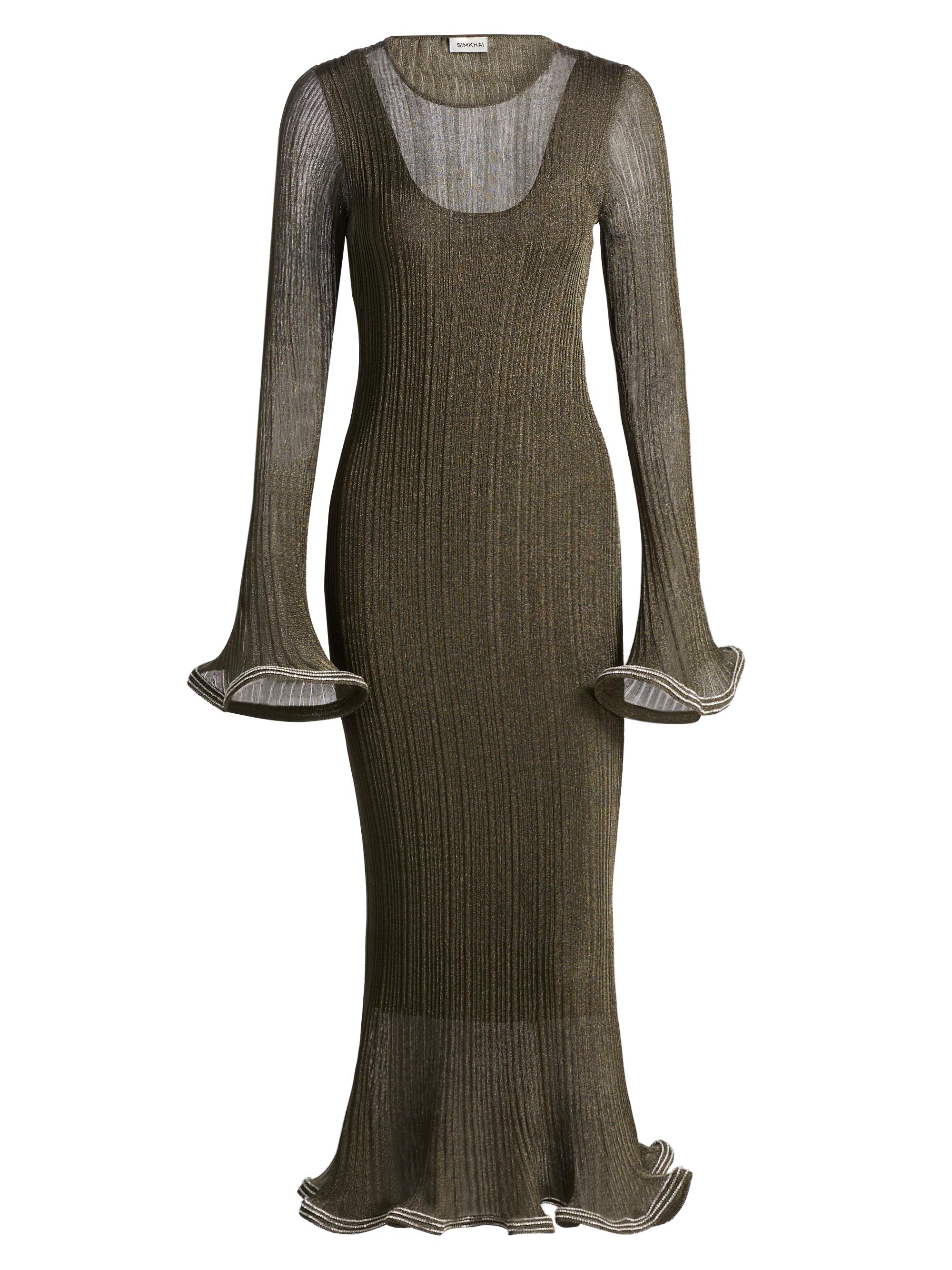 Isabel Marant Étoile Jenisa Metallic Ruched Turtleneck Midi-Dress