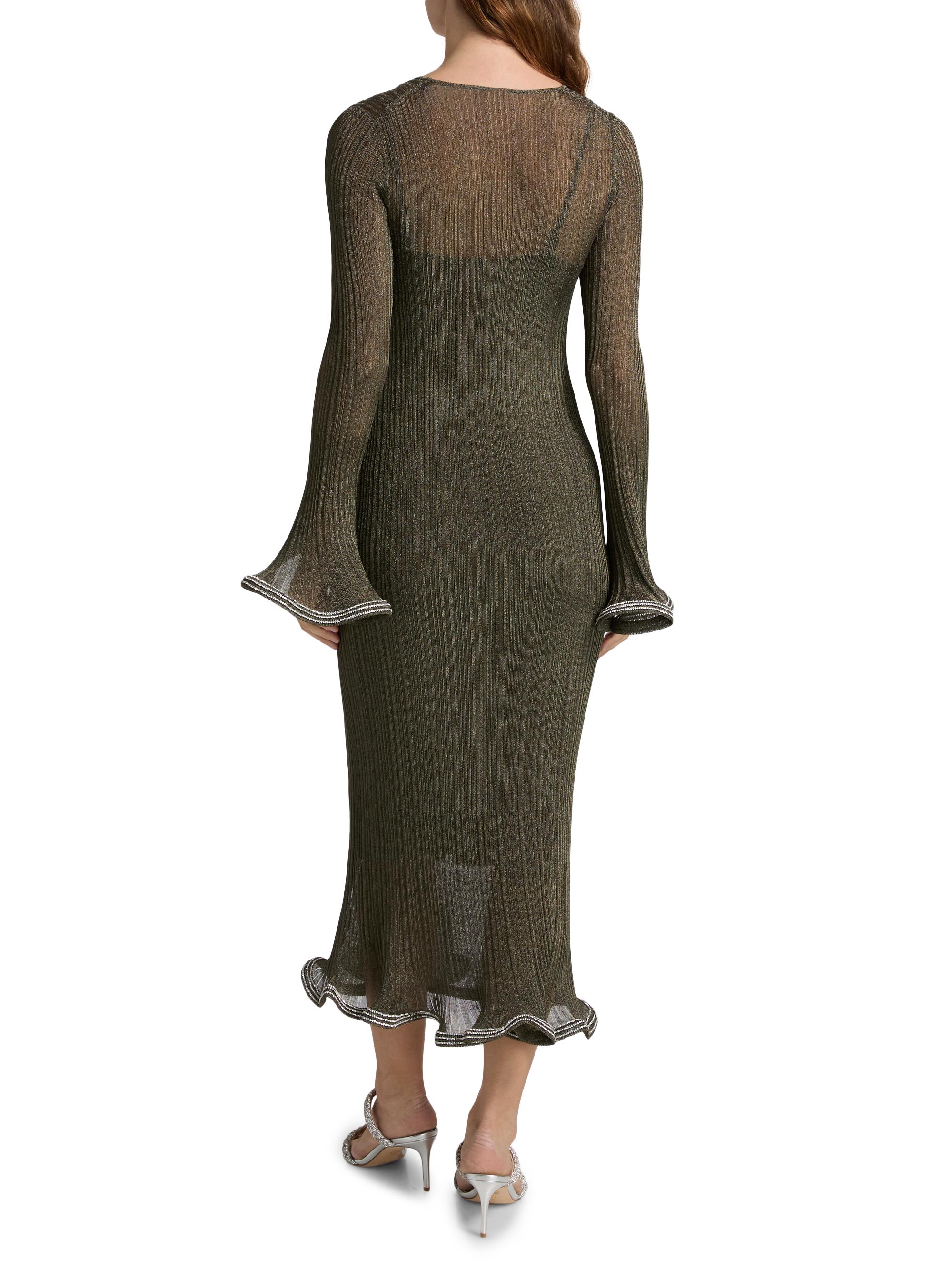 Simkhai Chessie Embellished Knit Midi Dress, Gunmetal Silver, Women's, Small, Casual & Work Dresses Knit Dresses