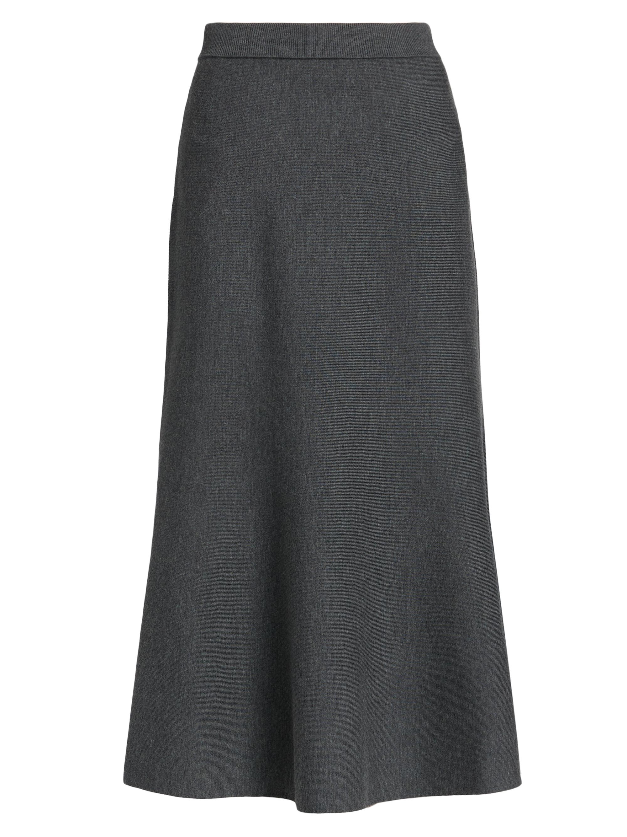 SIMKHAI Women's Atwood Merino-Wool Trumpet Midi-Skirt - Grey Melange