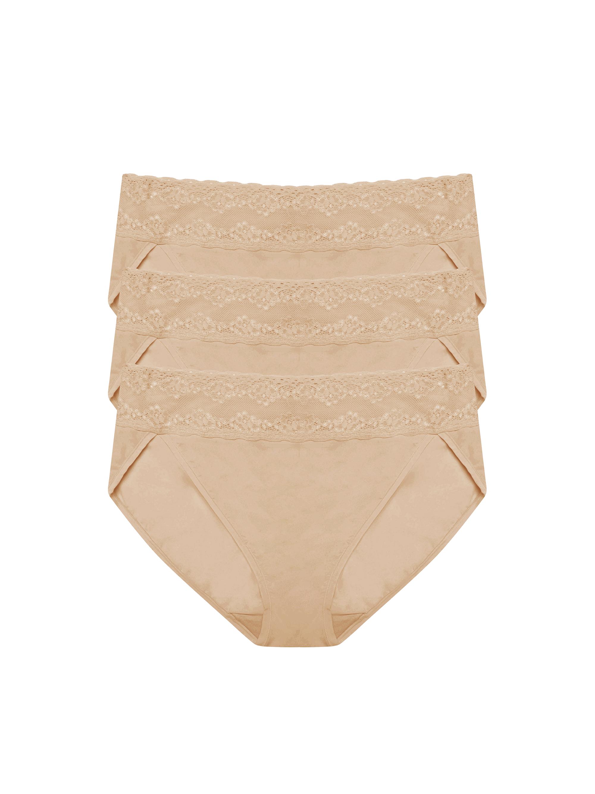 Natori Women's Bliss Perfection One Size French Cut Brief 3-Pack - Cafe