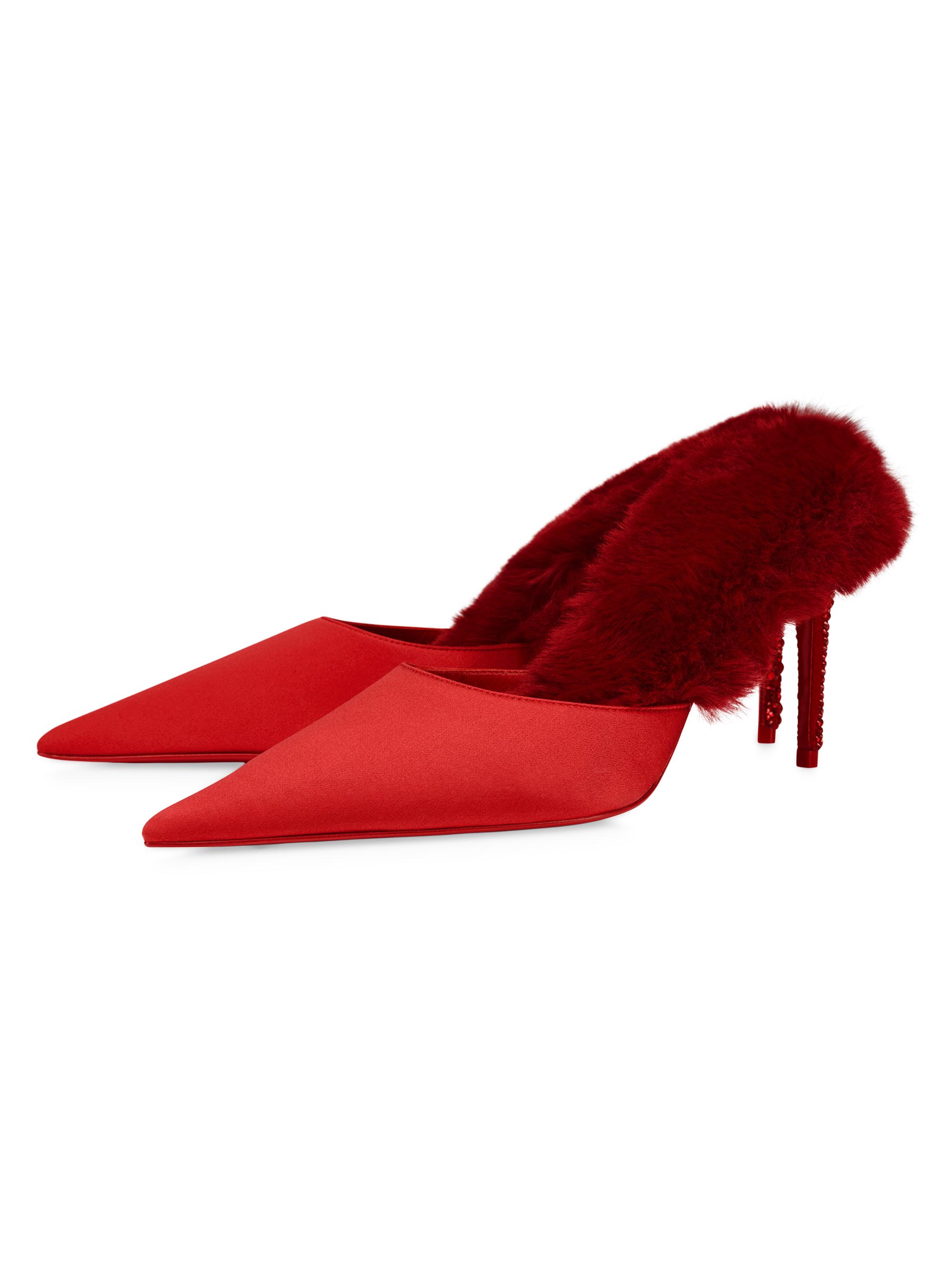 Christian Louboutin Km Faux Fur 85MM Mules | Saks Fifth Avenue
