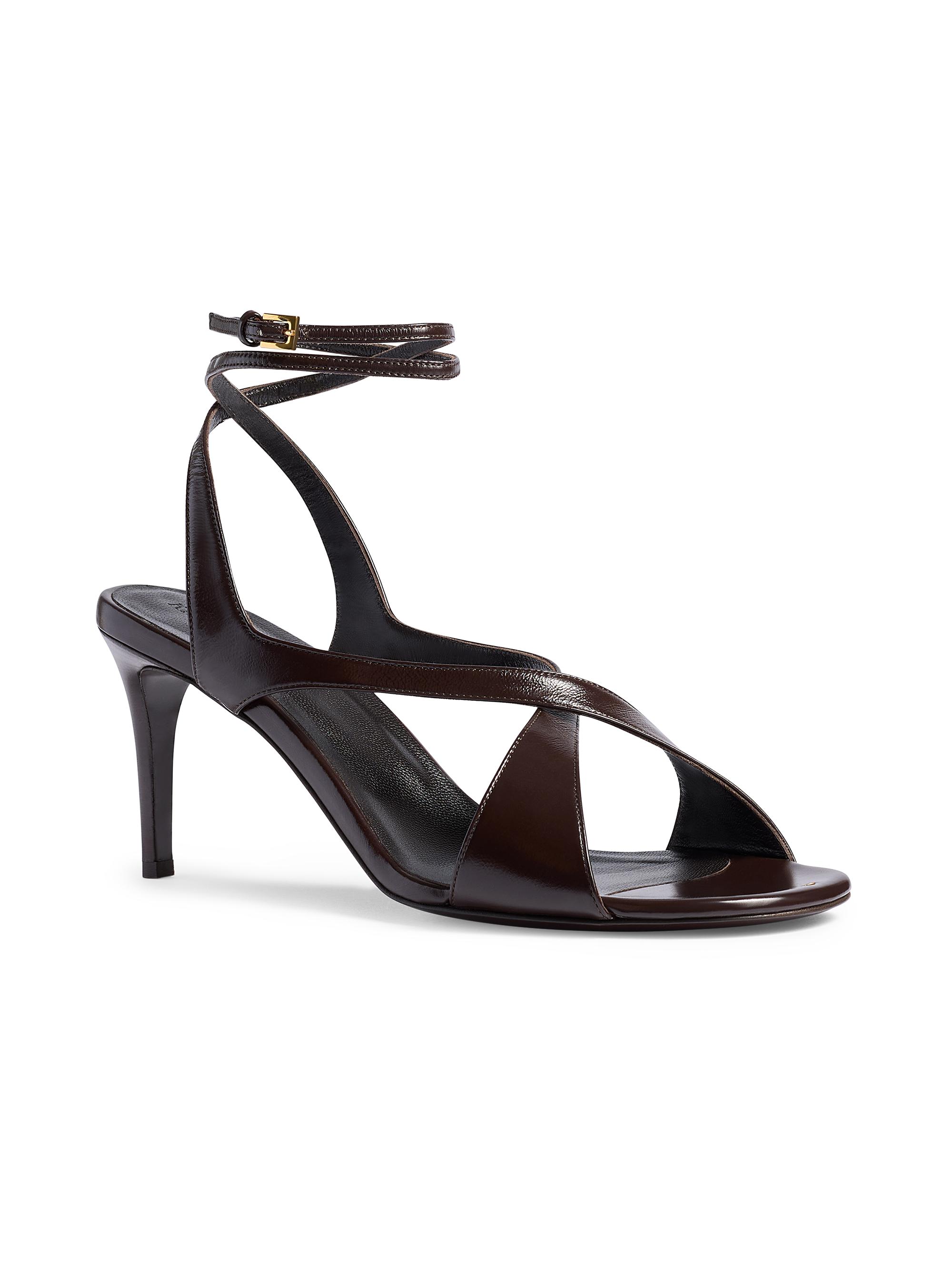 Khaite Women's Liria 75MM Strappy Leather Sandals - Dark Brown