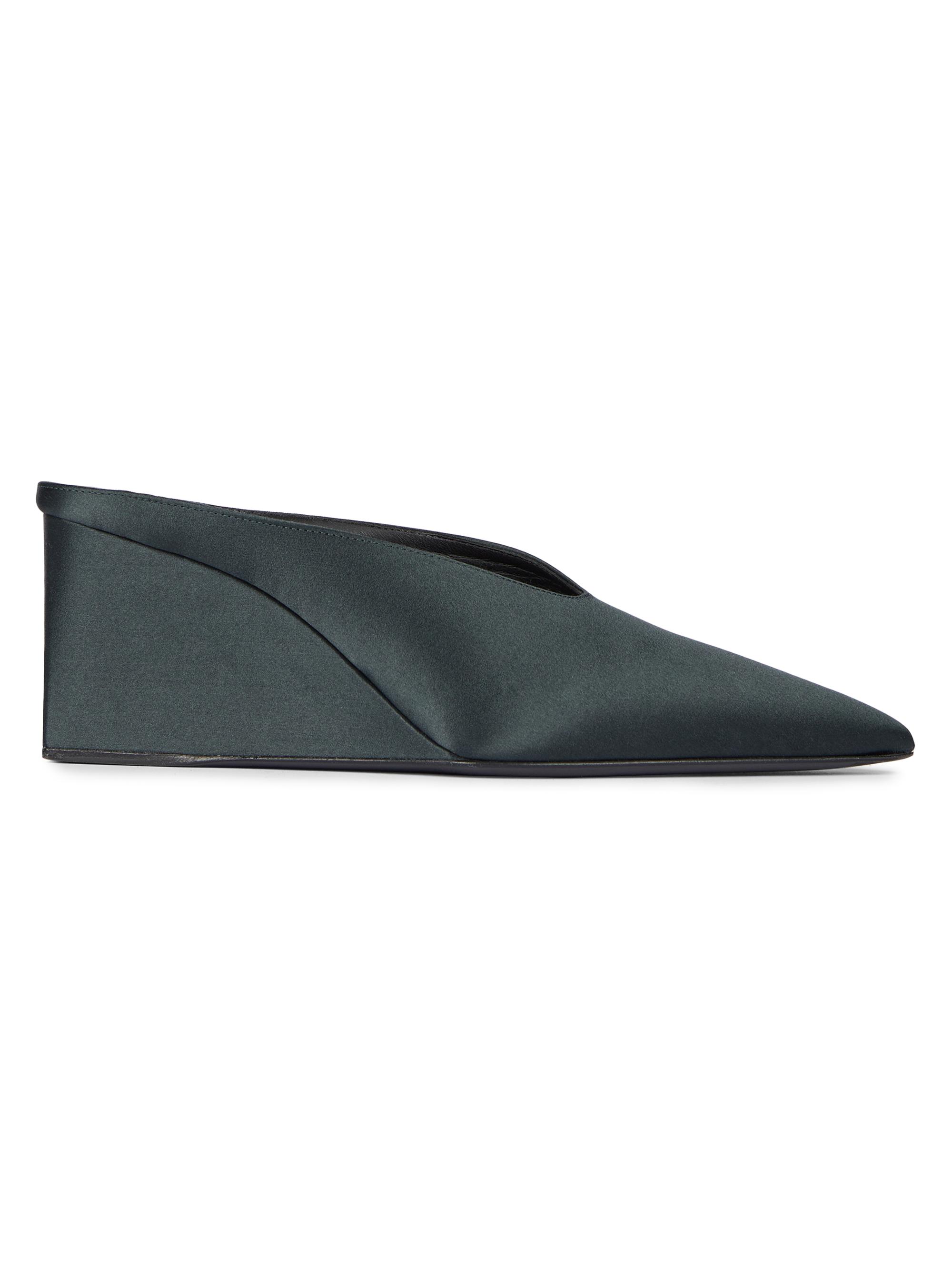 Alaïa Women's Point-Toe Wedge Mules - Blue Petrole