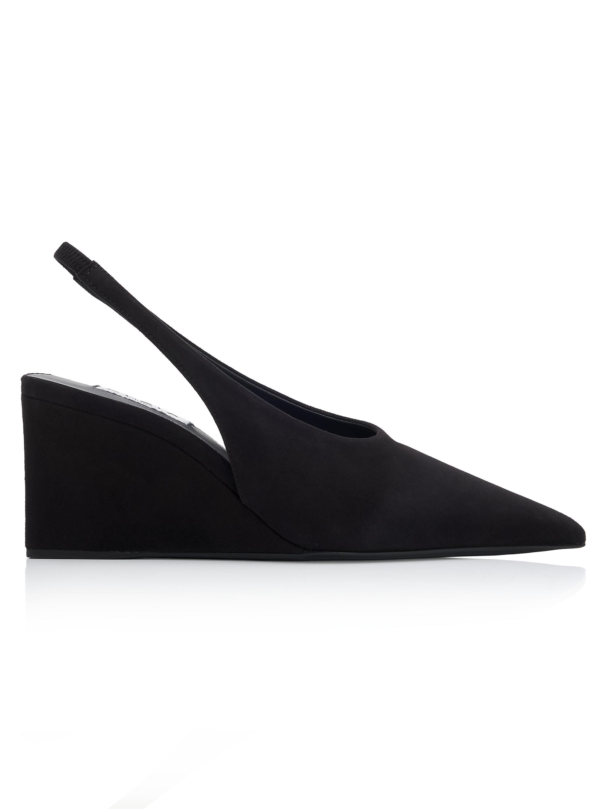 Alaïa Women's 75MM Suede Slingback Wedge Mules - Noir