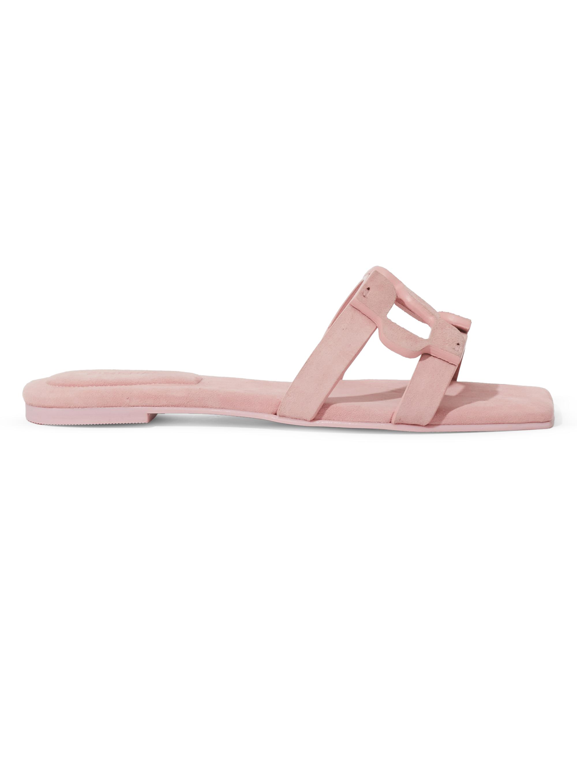 SIMKHAI Women's Monogrammed Cut-Out Suede Sandals - Pale Pink