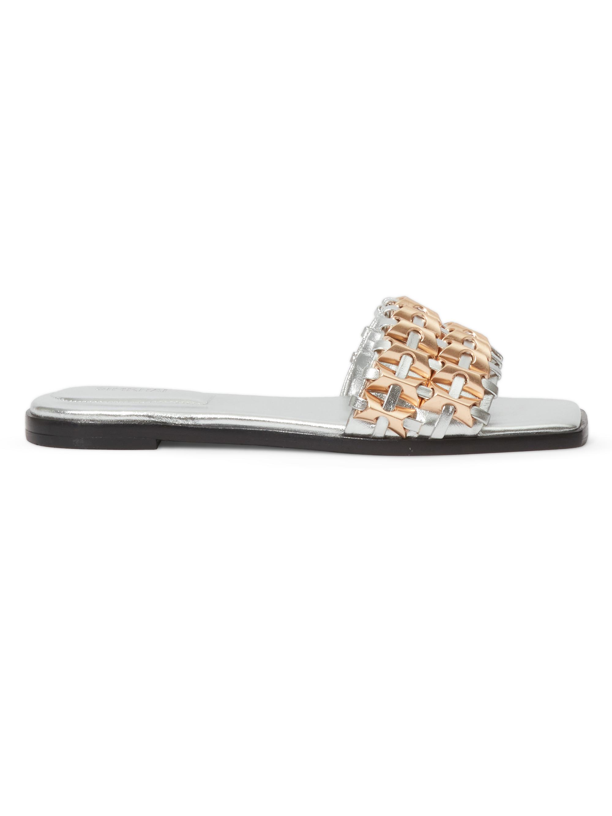 SIMKHAI Women's Faye Beaded Metallic Leather Flats - Silver