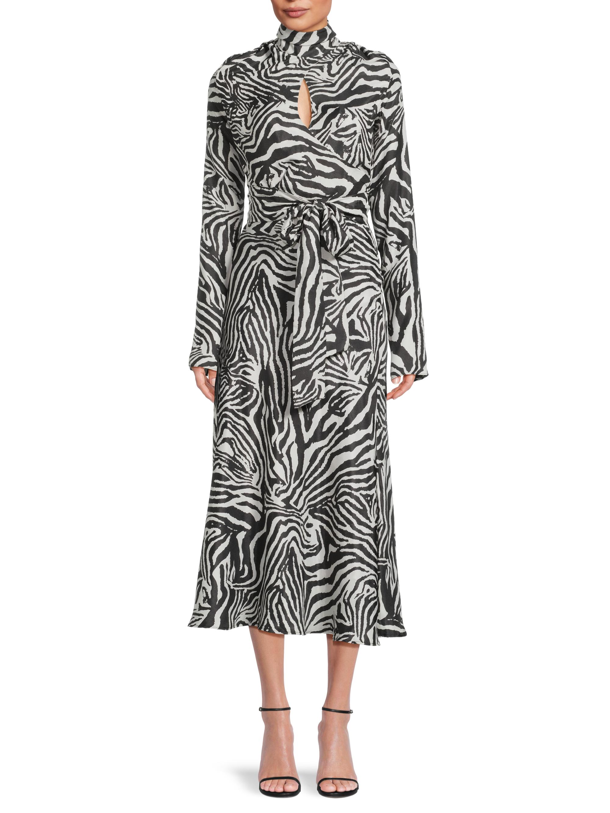 Undra Celeste Women's Joi Zebra-Print Tie-Waist Midi-Dress - Zebra | Thumbnail 3