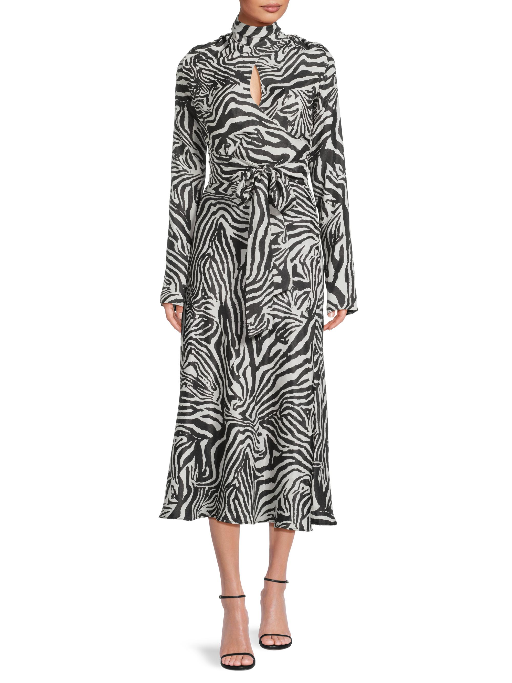 Undra Celeste Women's Joi Zebra-Print Tie-Waist Midi-Dress - Zebra | Thumbnail 2
