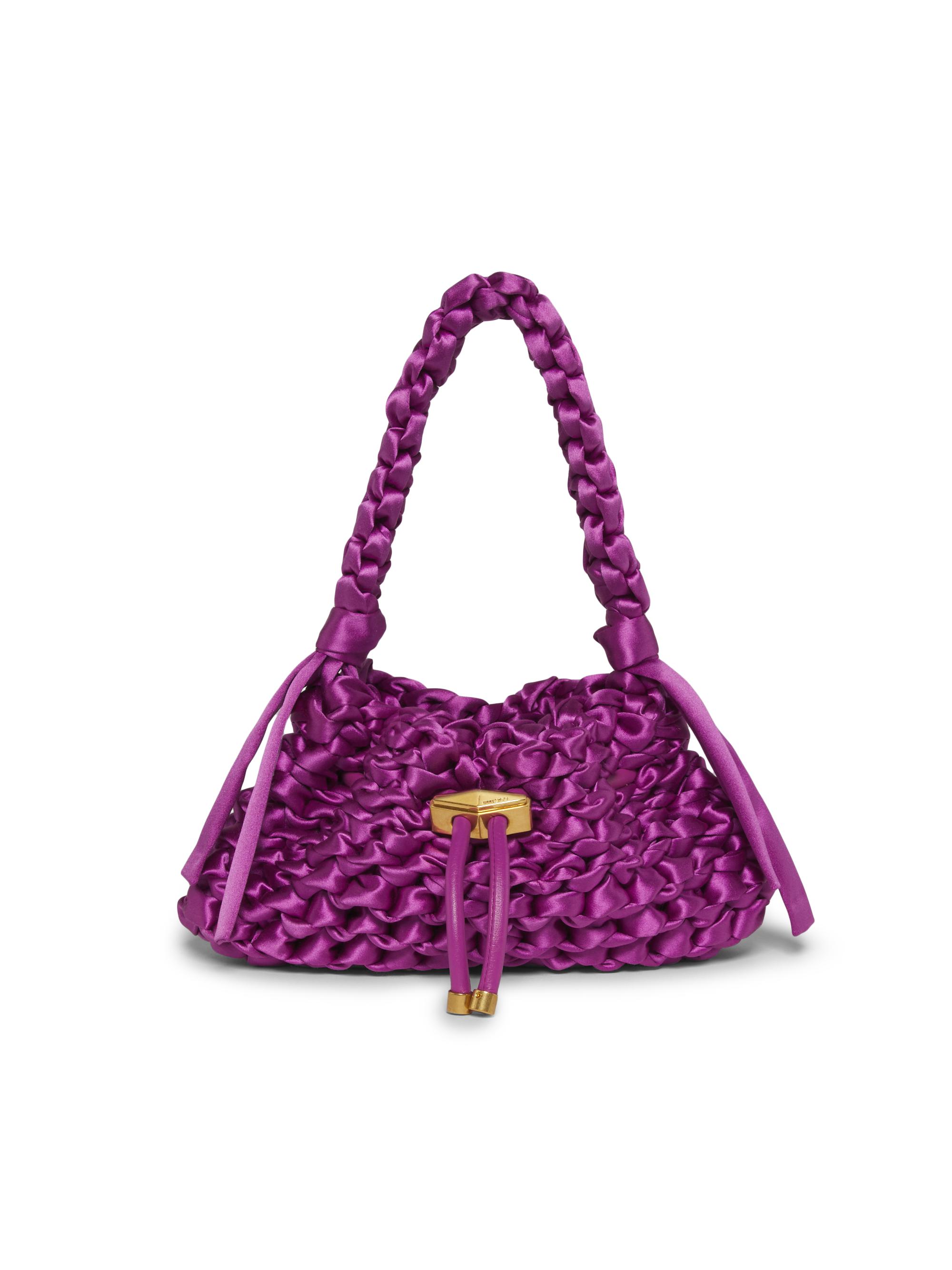 Jimmy Choo Women's  Cinch Woven Satin Top Handle Bag - Violet Orchid Gold