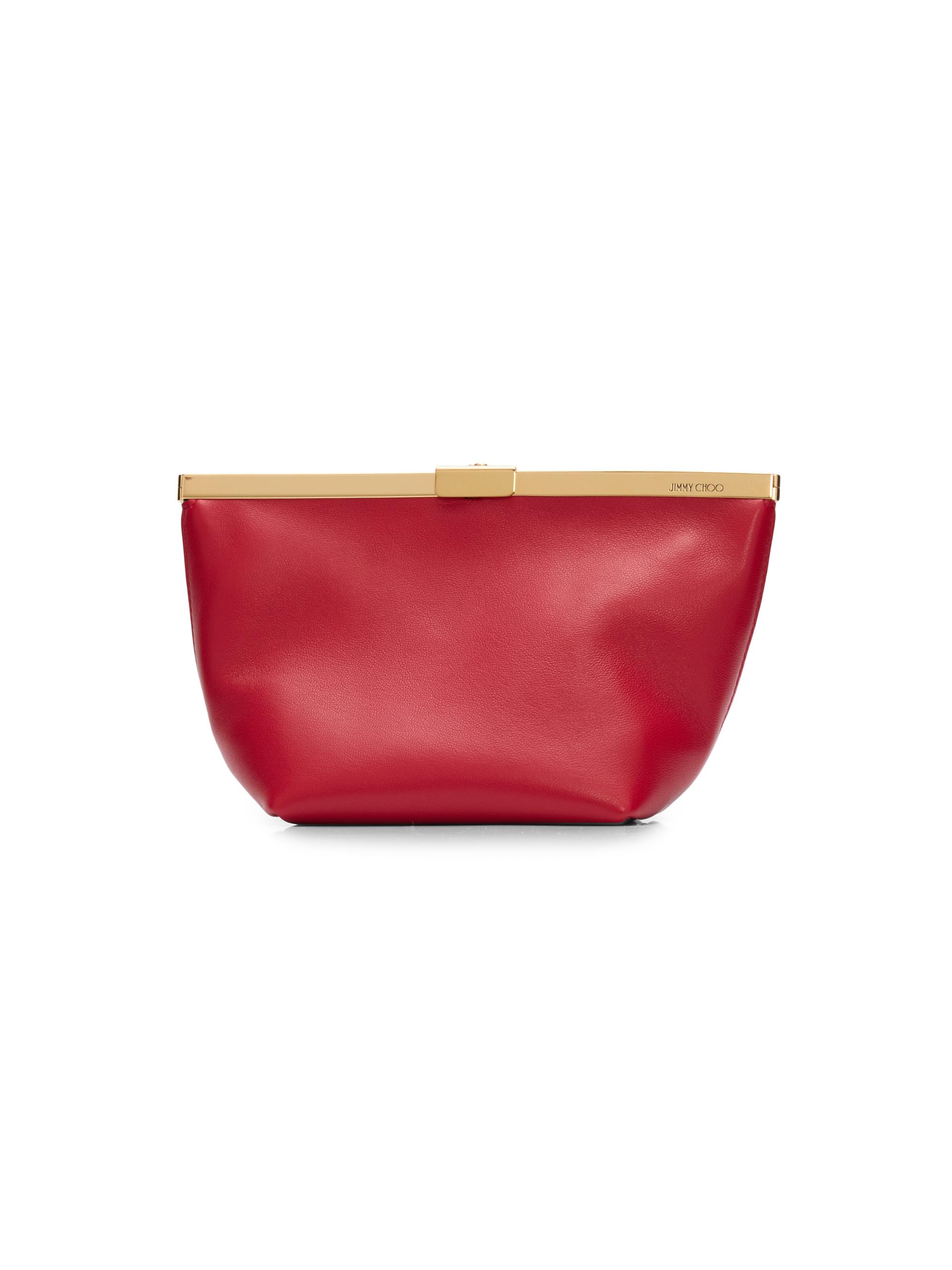 Jimmy Choo Women's Ganache Leather Clutch - Ruby Red Gold