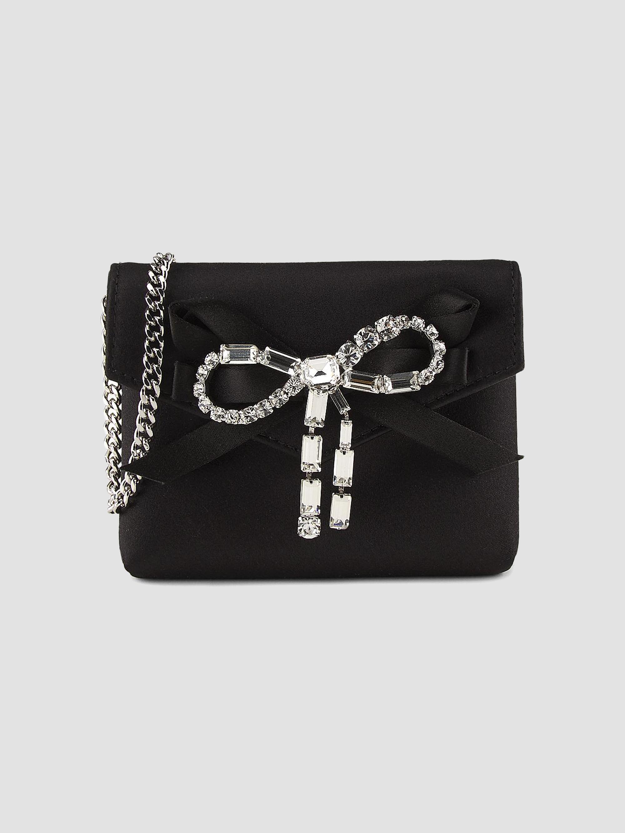 Jimmy Choo Women's Crystal-Bow Satin Card Case - Black Silver | Thumbnail 6
