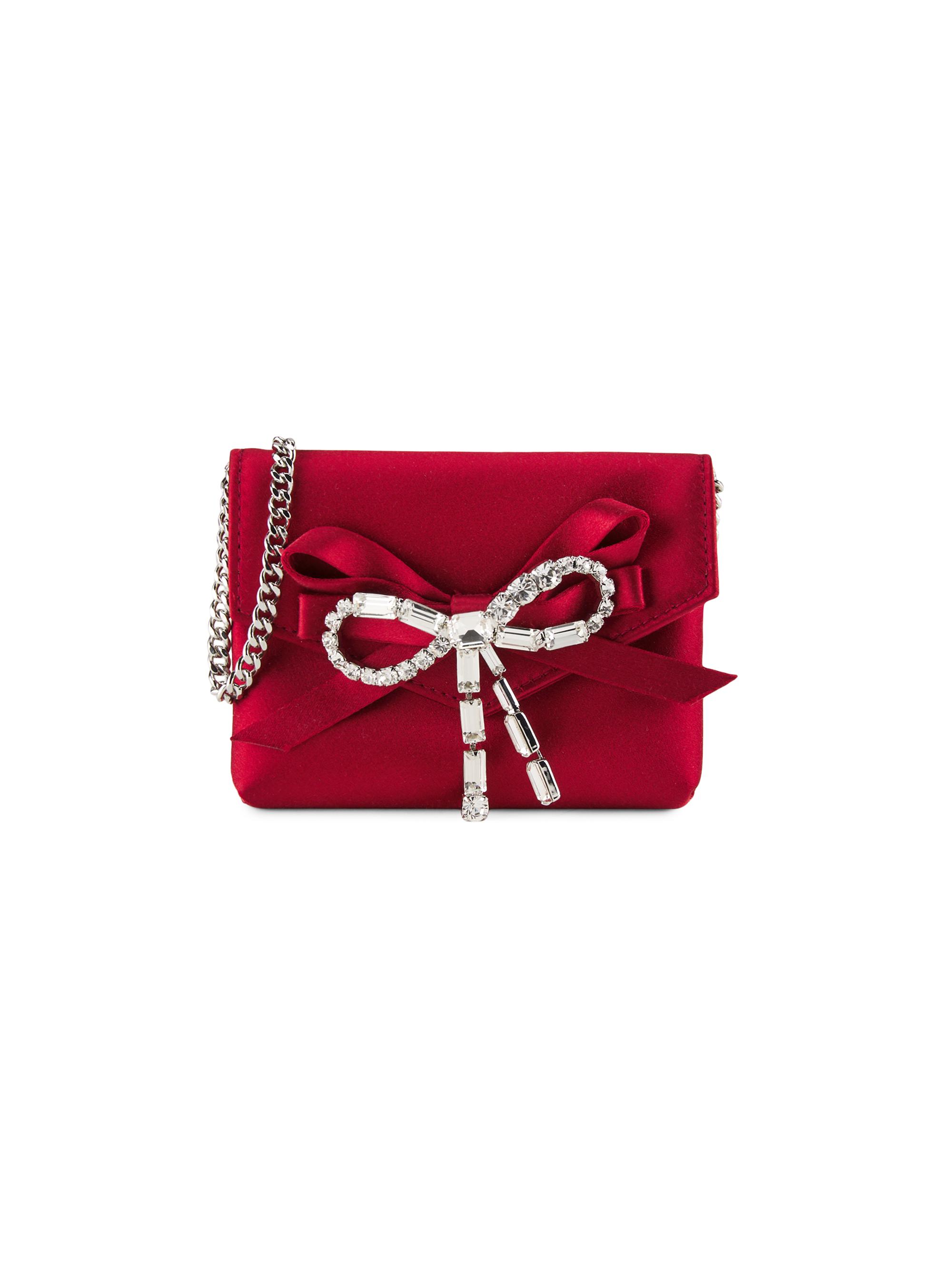 Jimmy Choo Women's Crystal-Bow Satin Card Case - Ruby Red Silver