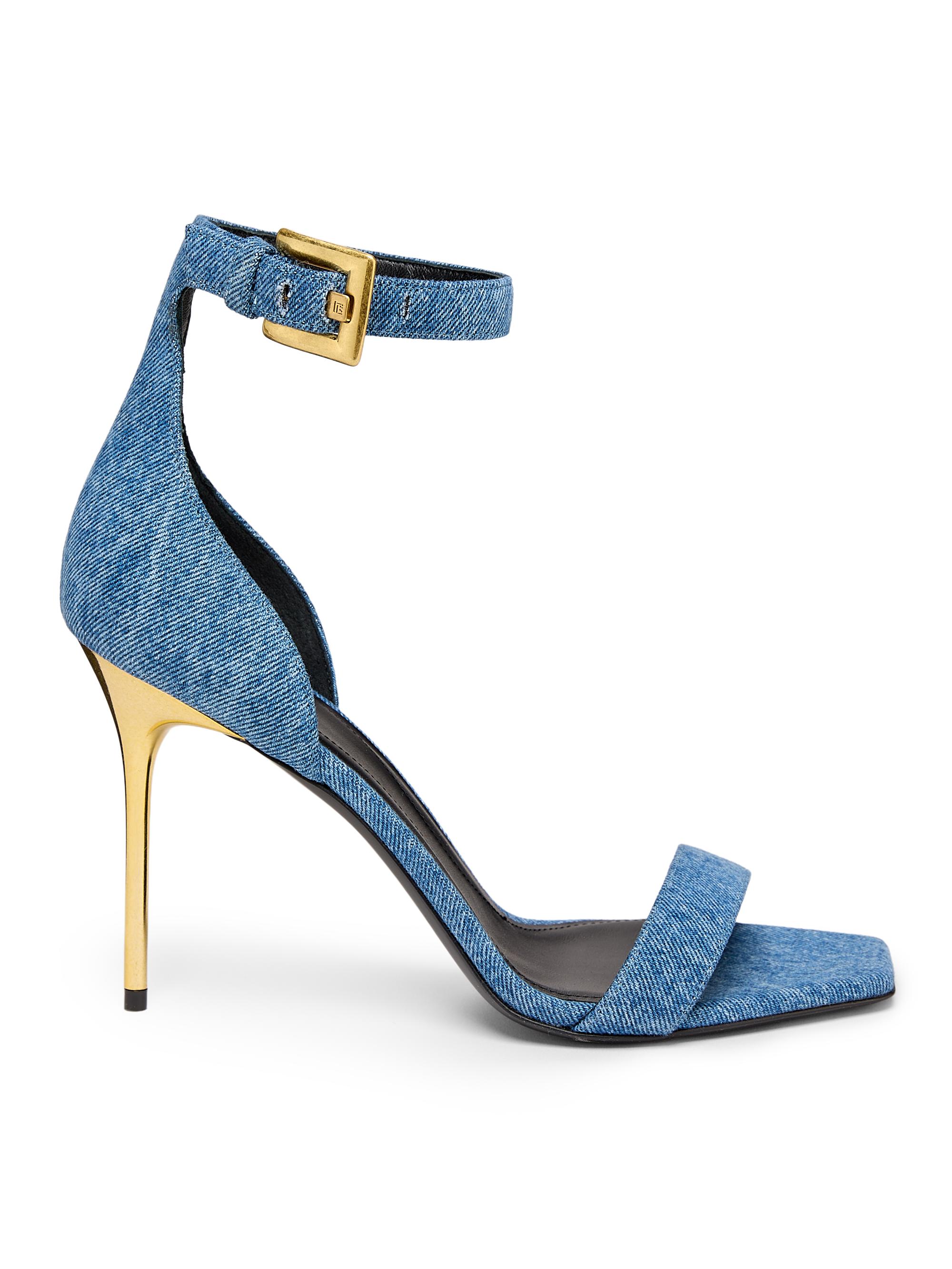Balmain Women's Anthem 95MM Denim Sandals - Denim