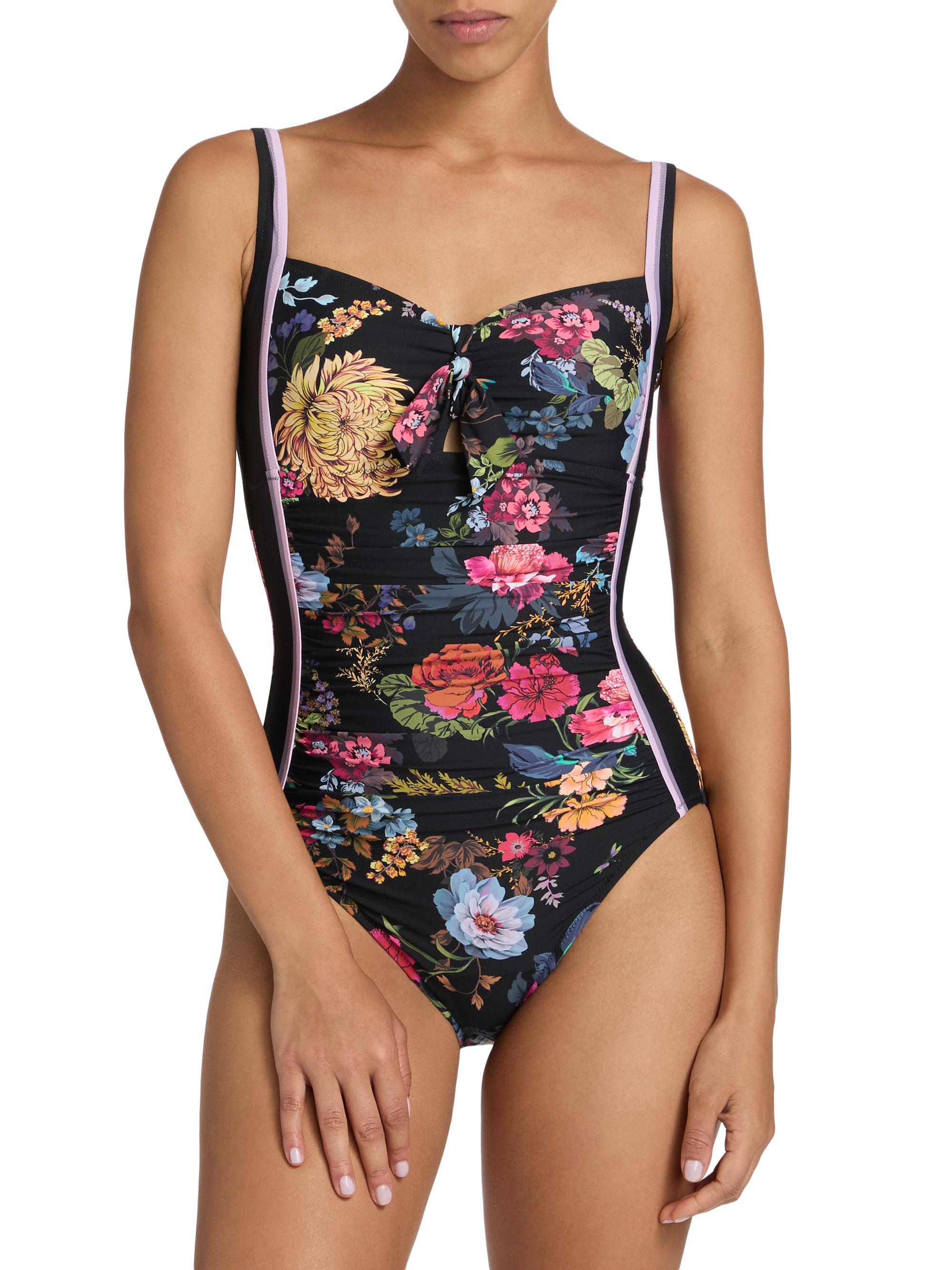 Johnny Was Baccara Tie Ruched One-Piece Swimsuit | Saks Fifth Avenue
