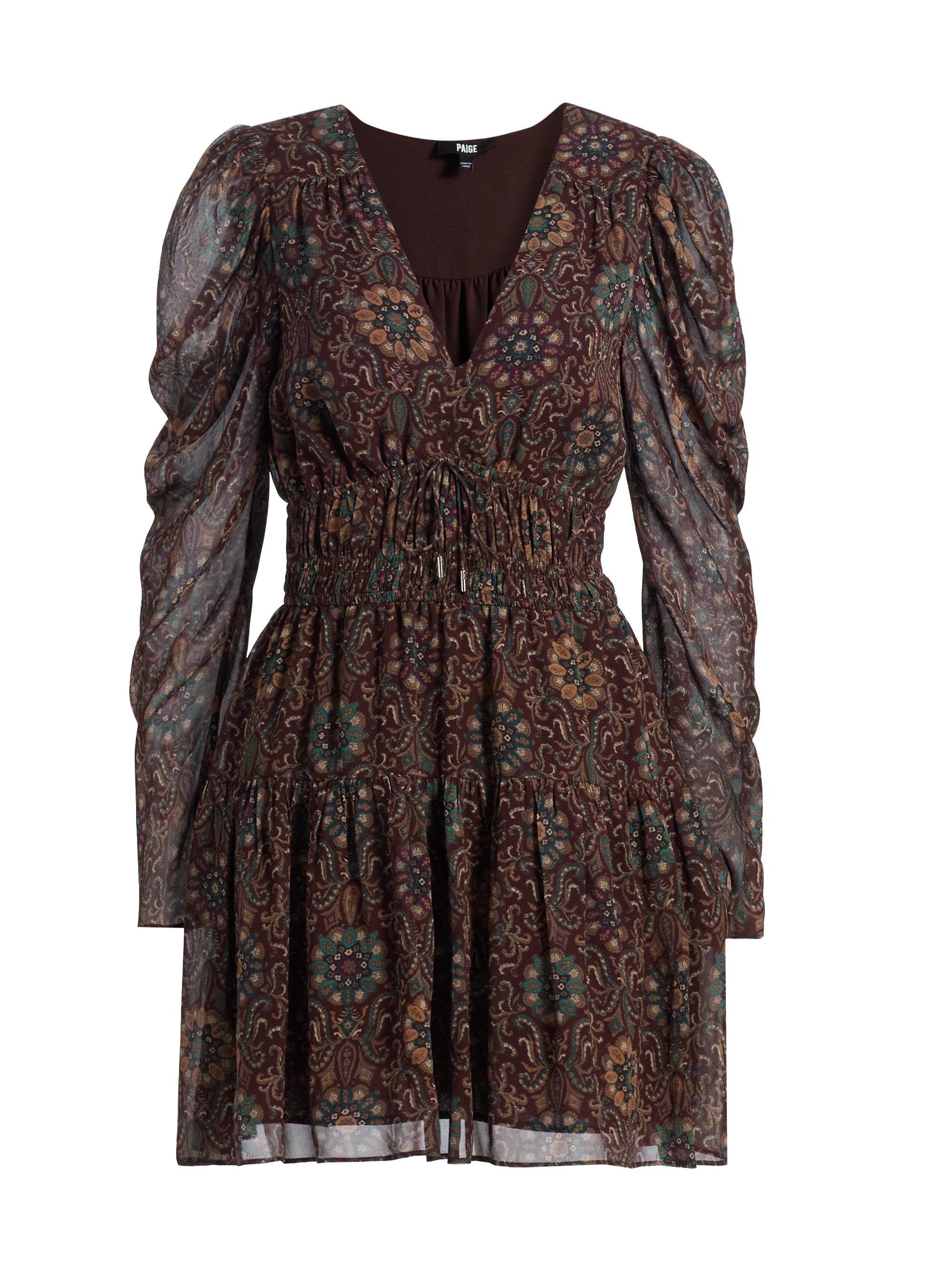 Paige Women's Aries Paisley Silk Minidress - Dark Chocolate Multi