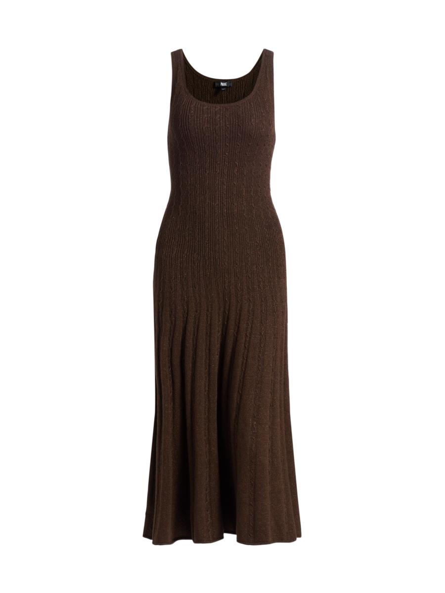 Paige Women's Madeline Cable-Knit Fit & Flare Midi-Dress - Dark Brown Sparkle - Size Large