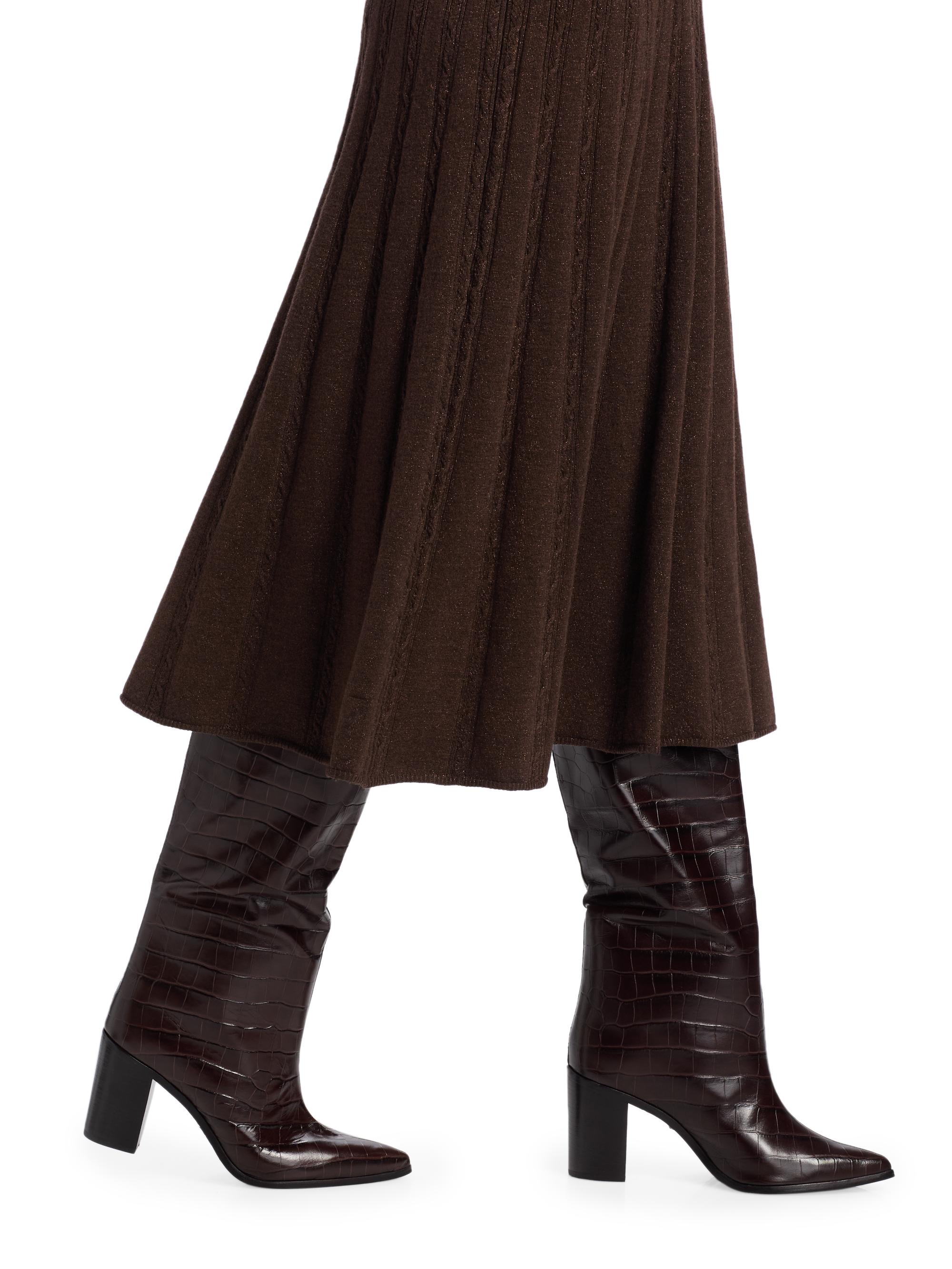 Paige Women's Madeline Cable-Knit Fit & Flare Midi-Dress - Dark Brown Sparkle - Size Large