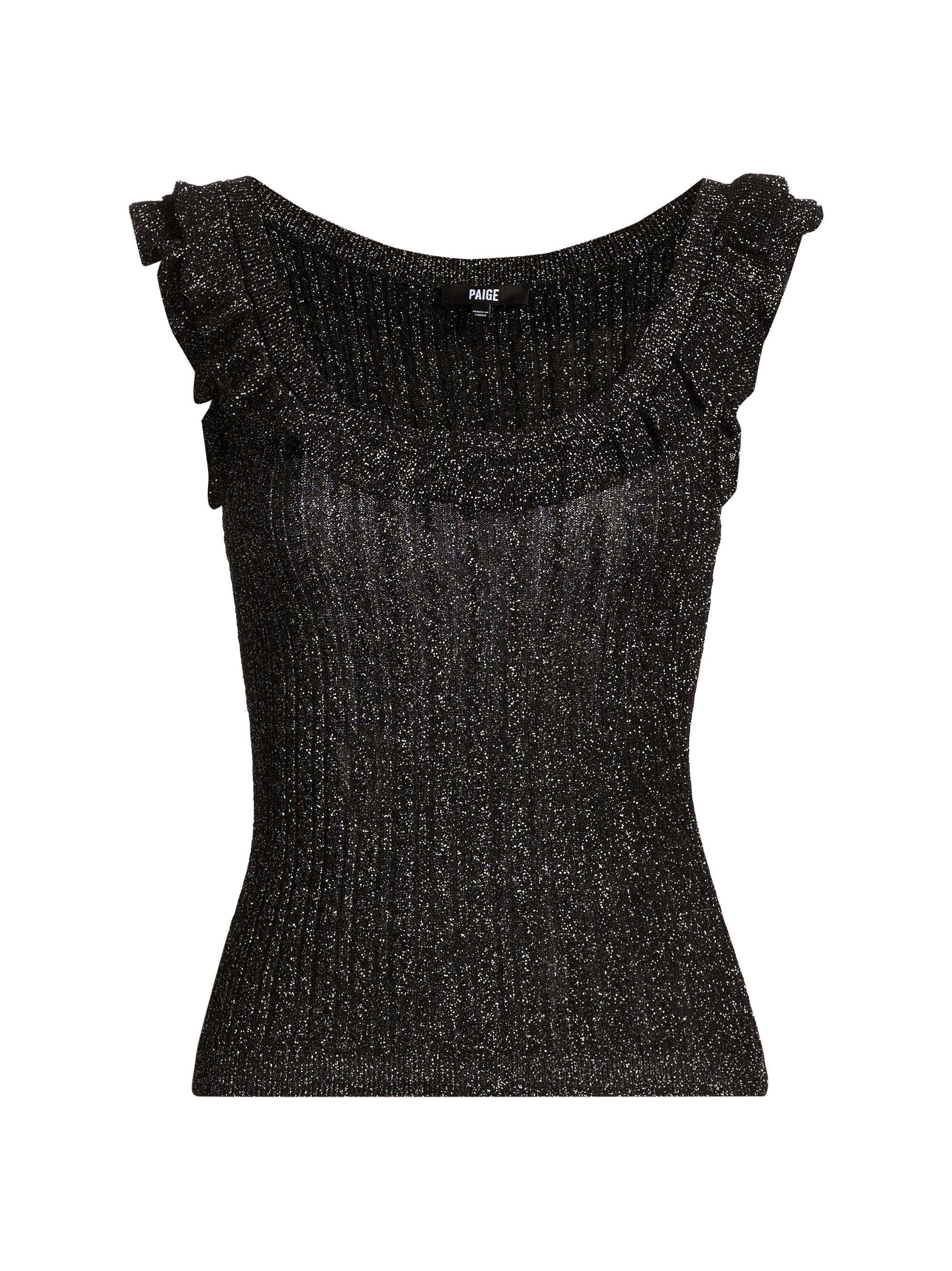 Paige Women's Clareen Metallic Rib-Knit Sweater Tank - Black