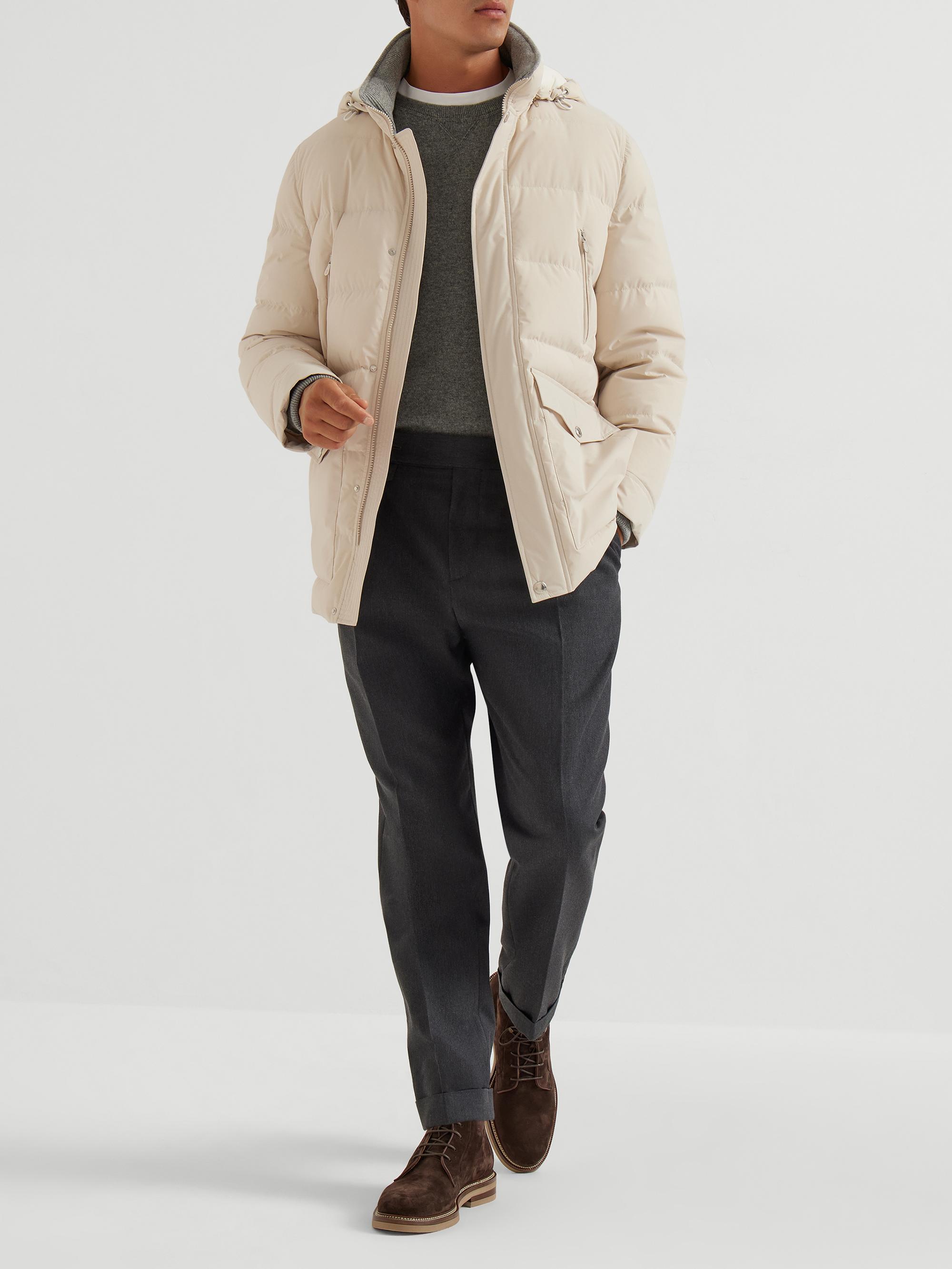 Brunello Cucinelli Bonded Taffeta Down Jacket with Detachable Hood