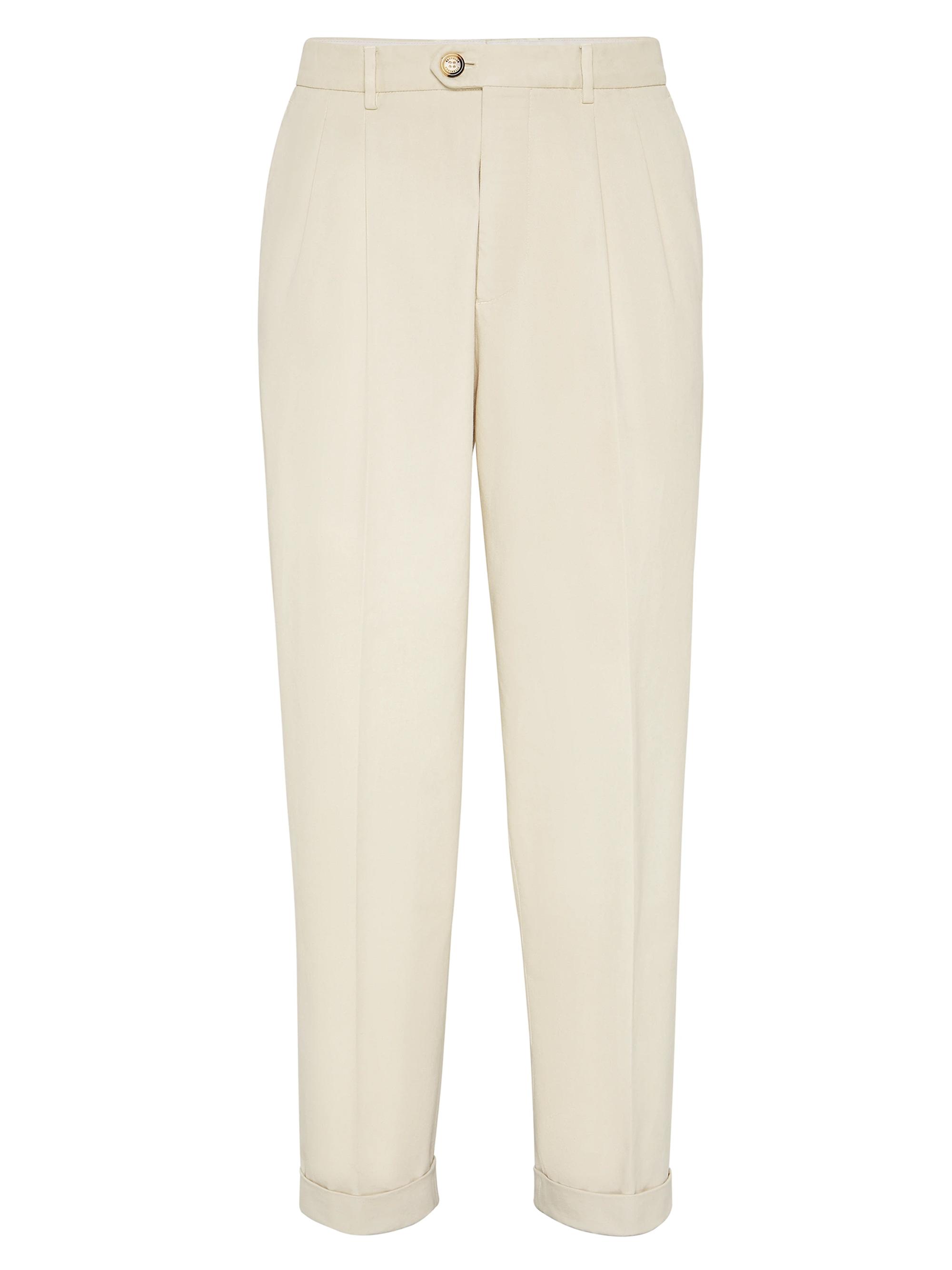 Brunello Cucinelli Men's Twisted Cotton Gabardine Leisure Fit Trousers - Panama