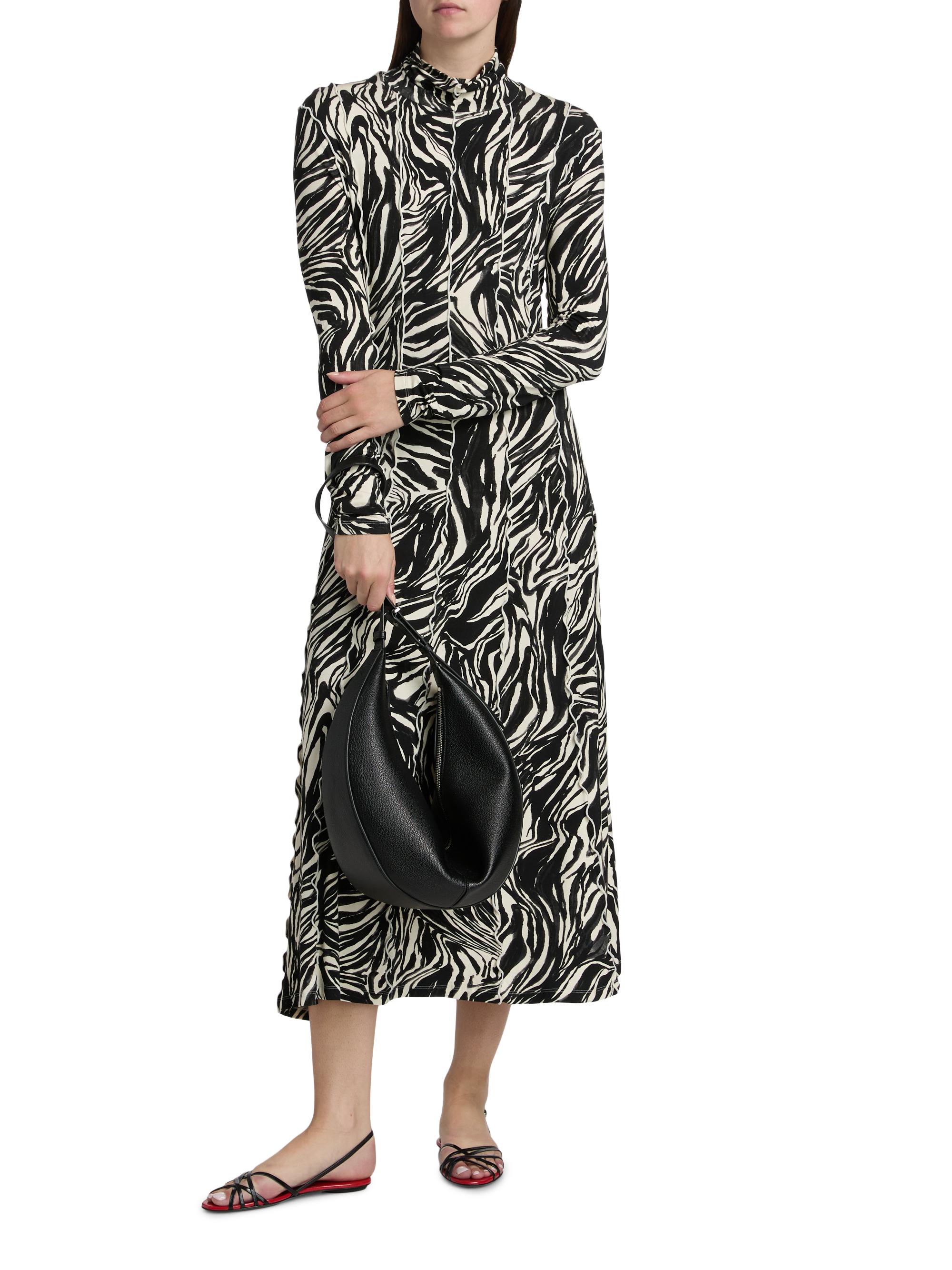 Proenza Schouler White Label Mabel Jersey Turtleneck Dress, Asphalt Multi, Women's, Small, Casual & Work Dresses Jersey Dresses