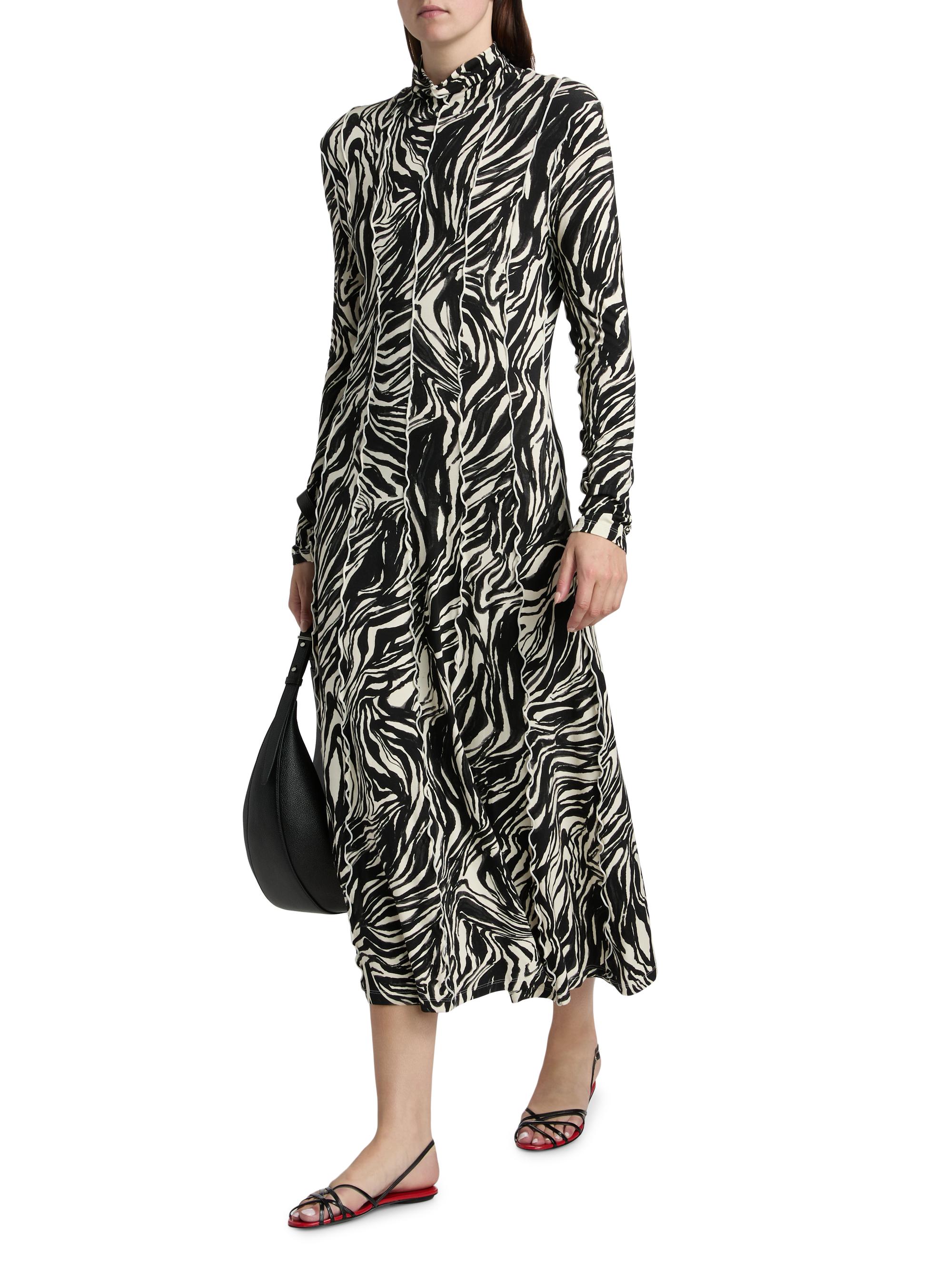 Proenza Schouler White Label Mabel Jersey Turtleneck Dress, Asphalt Multi, Women's, Small, Casual & Work Dresses Jersey Dresses