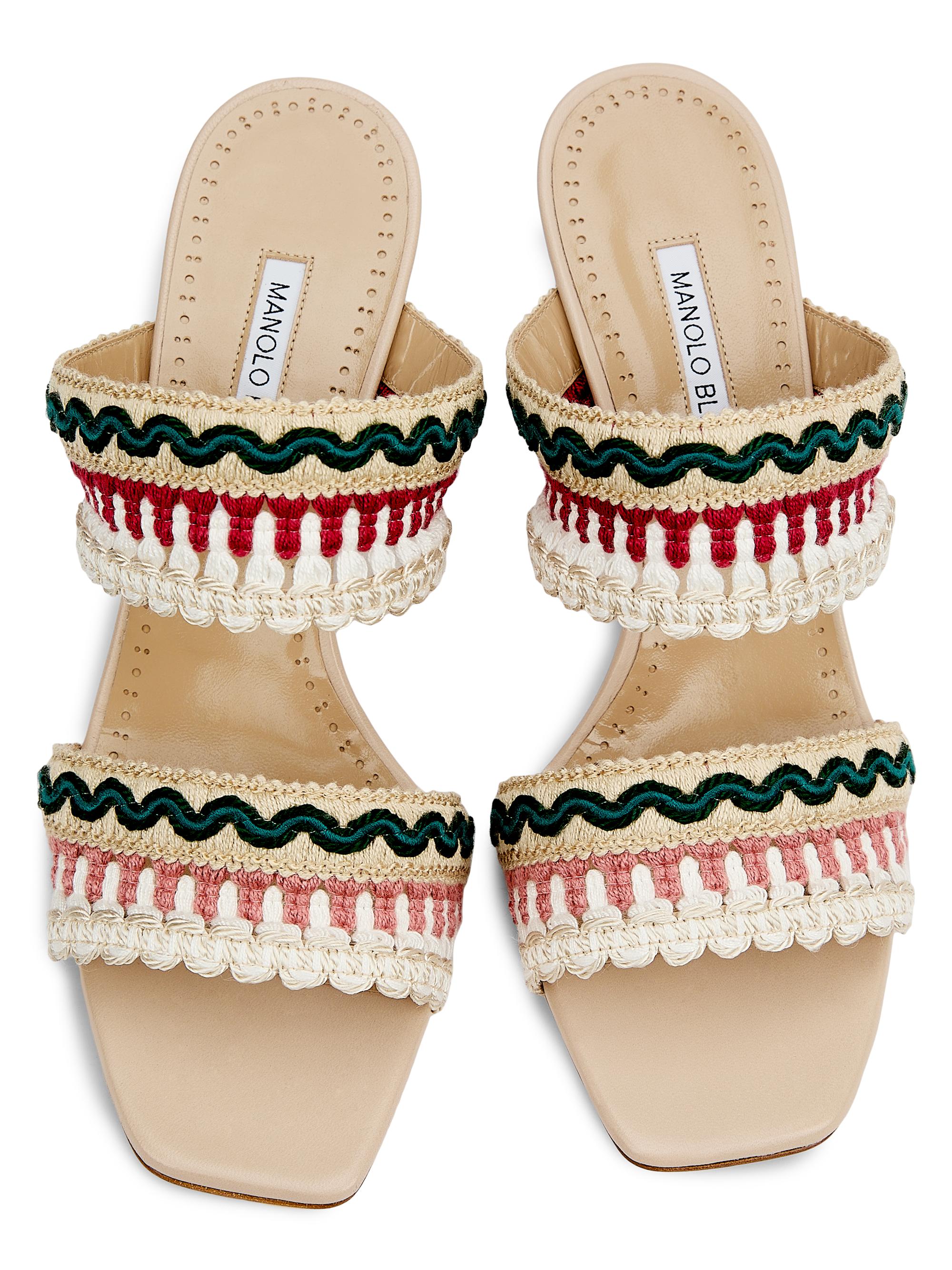 Manolo Blahnik Mabecomu Embroidered Sandals | Saks Fifth Avenue