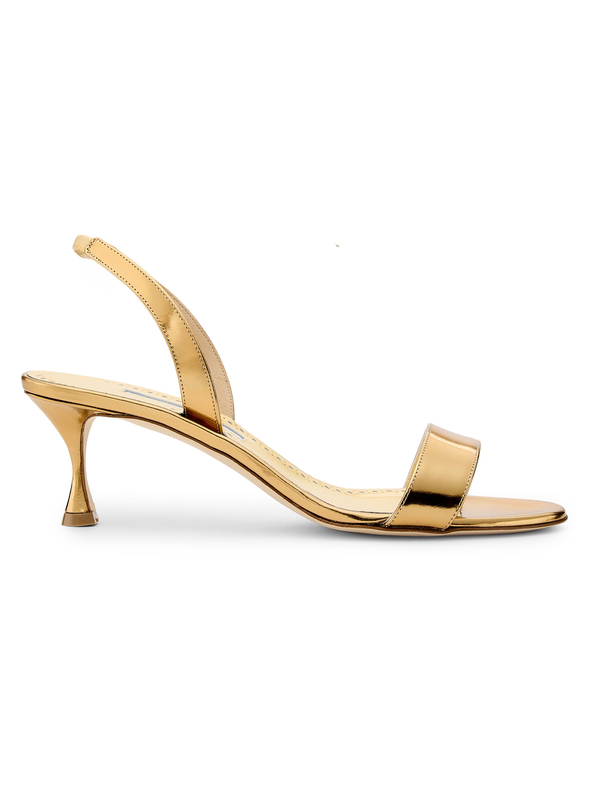 Manolo Blahnik Women's Cupisan Leather Slingback Sandals - Gold