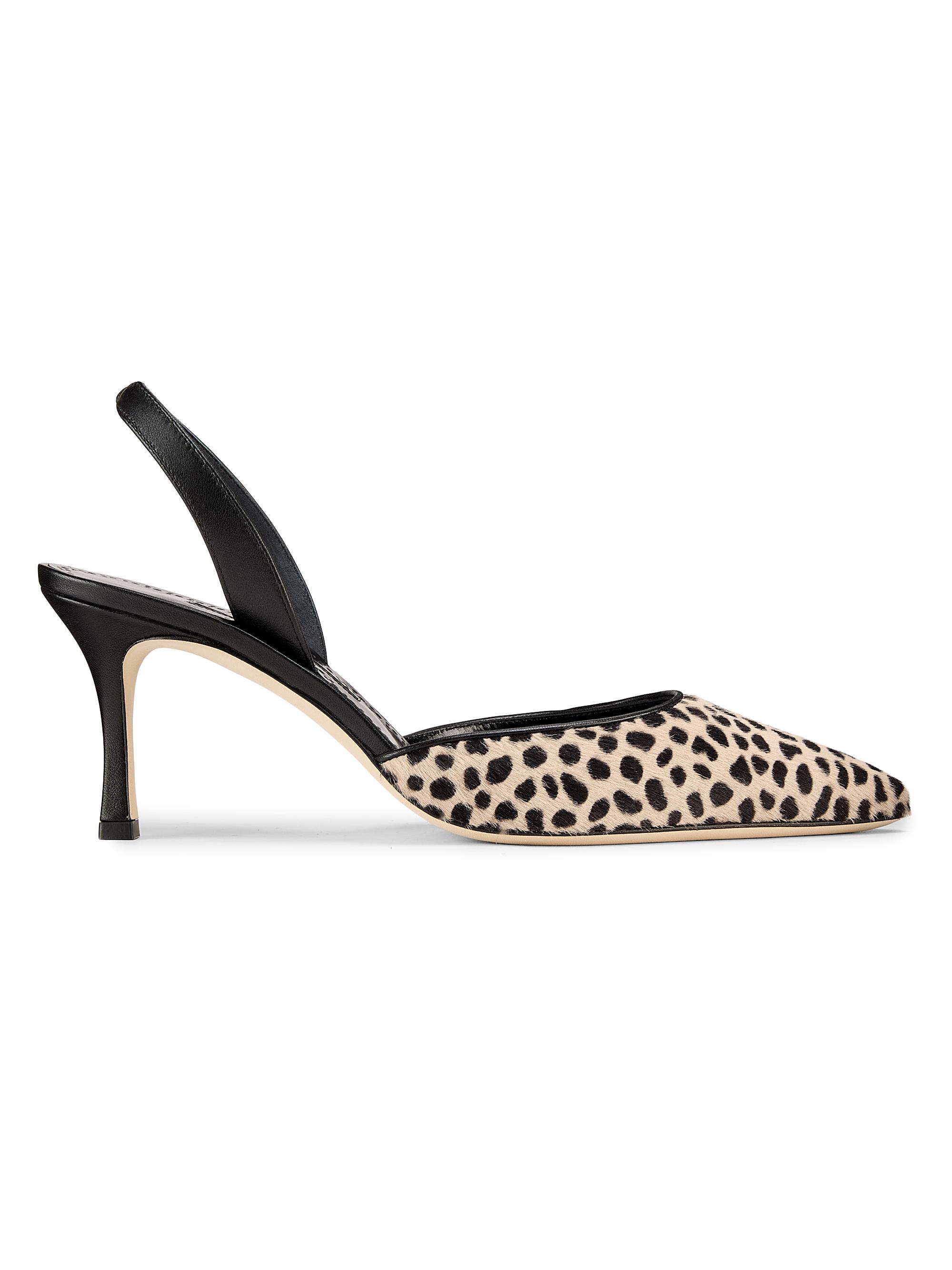 Manolo Blahnik Women's Calf Hair & Leather Slingback Pumps - Black Print
