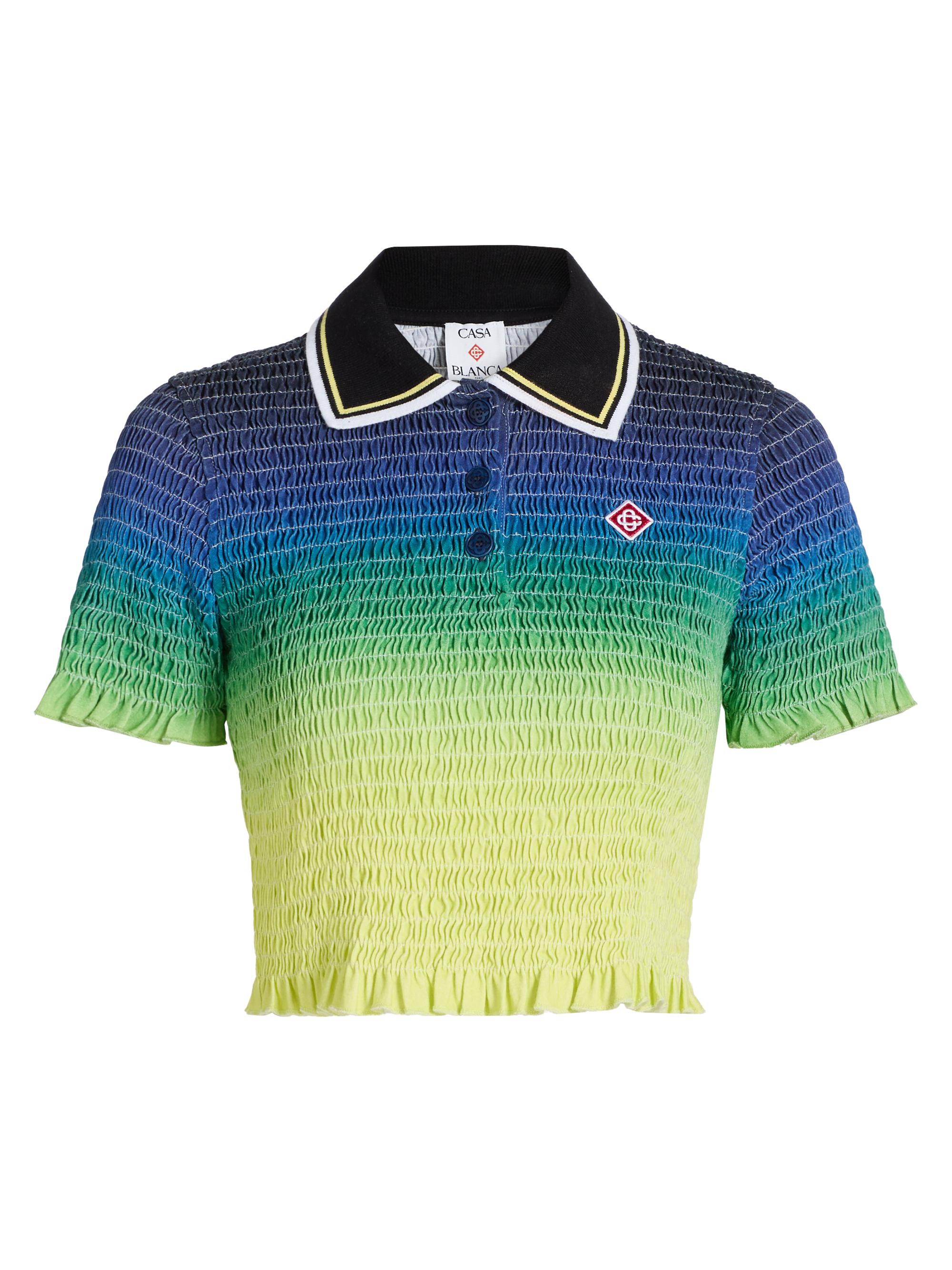 Casablanca Women's Gradient Shirred Cotton Polo Shirt - Gradient