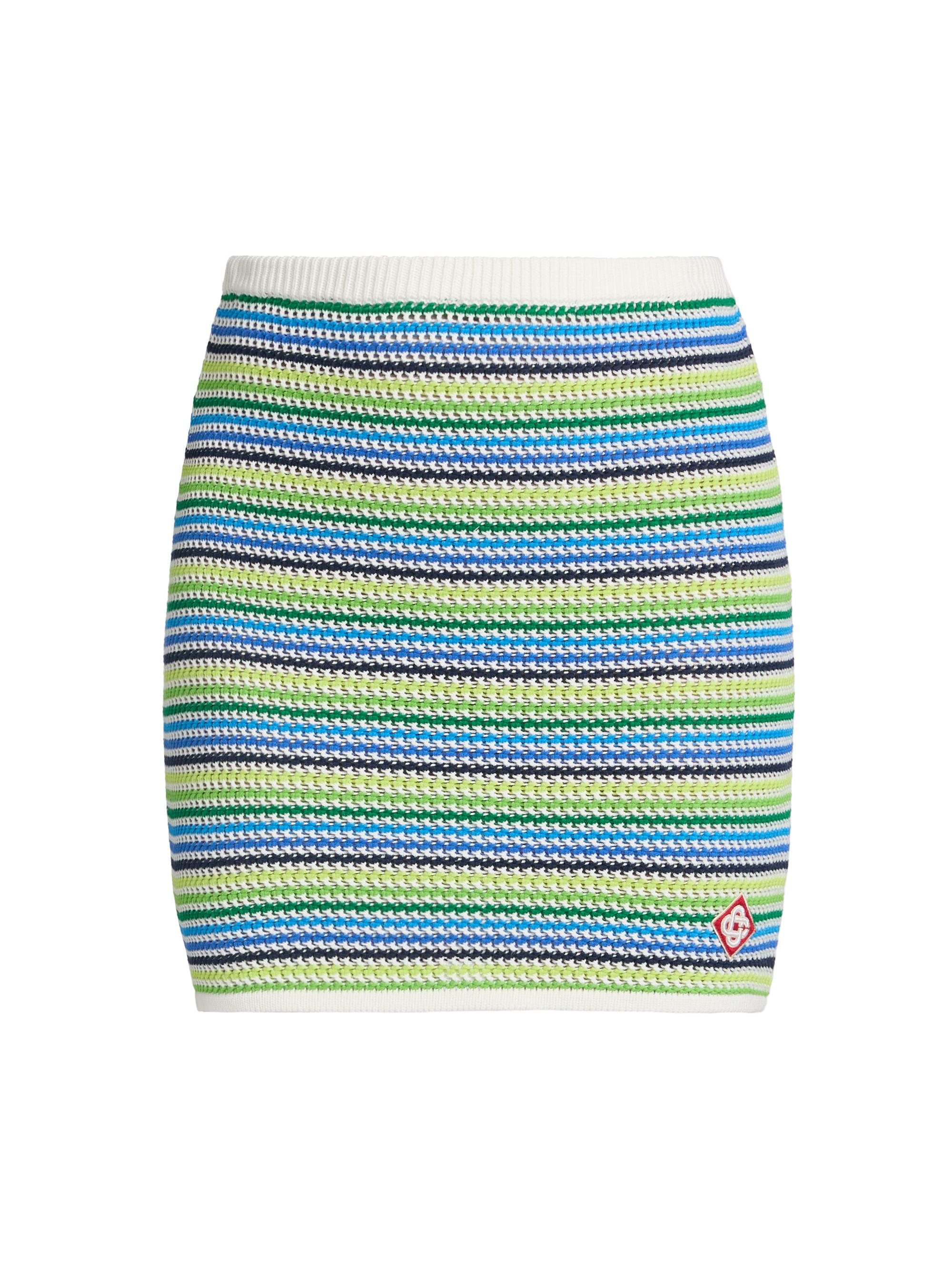 Casablanca Women's Open-Knit Striped Cotton Miniskirt - Stripe