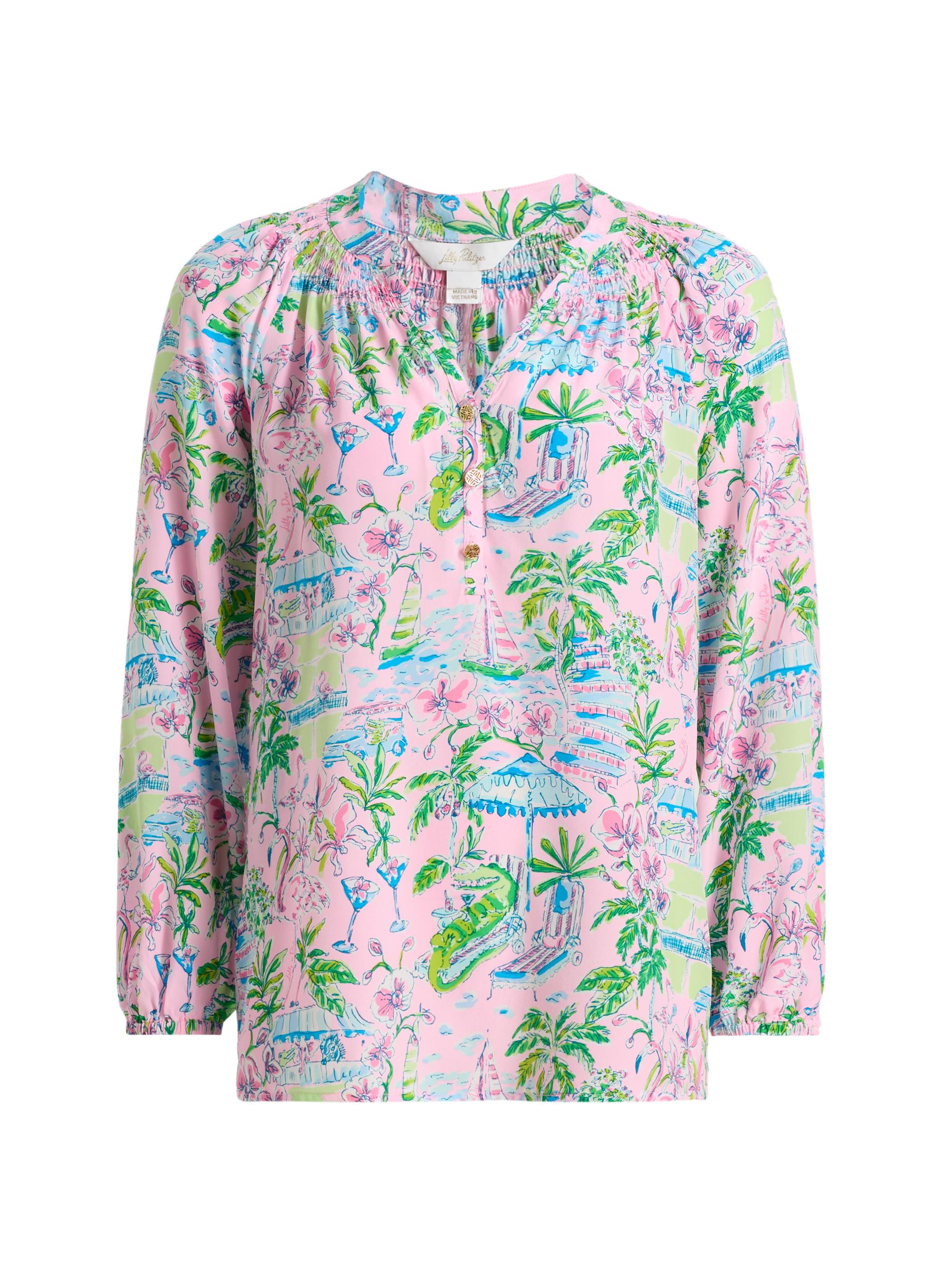 Lilly Pulitzer Women's Elsa Silk Top - Conch Shell Pink Sunny Dee
