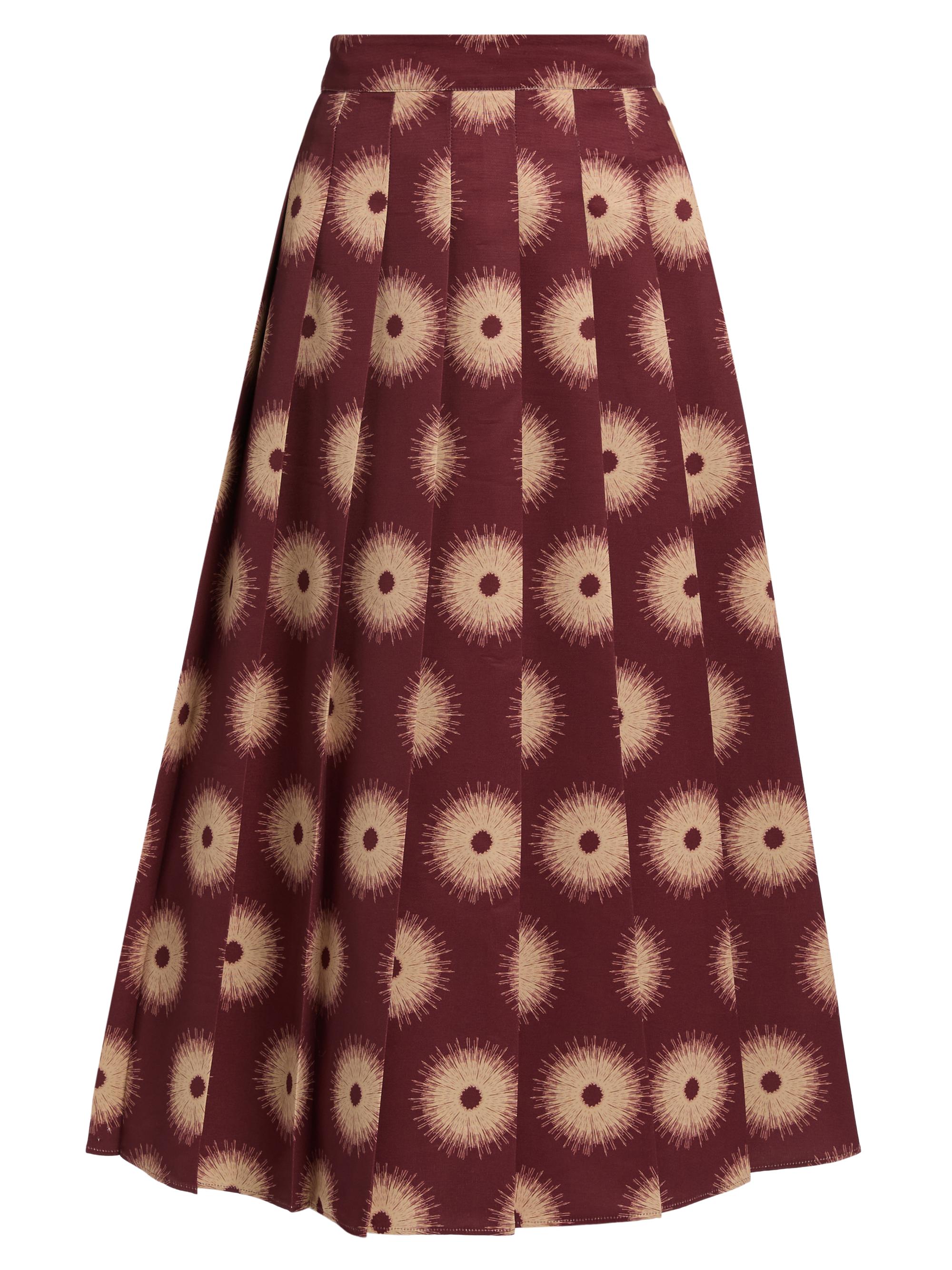 Lingua Franca Women's Williams Pleated Faille Midi-Skirt - Bordeaux Multi