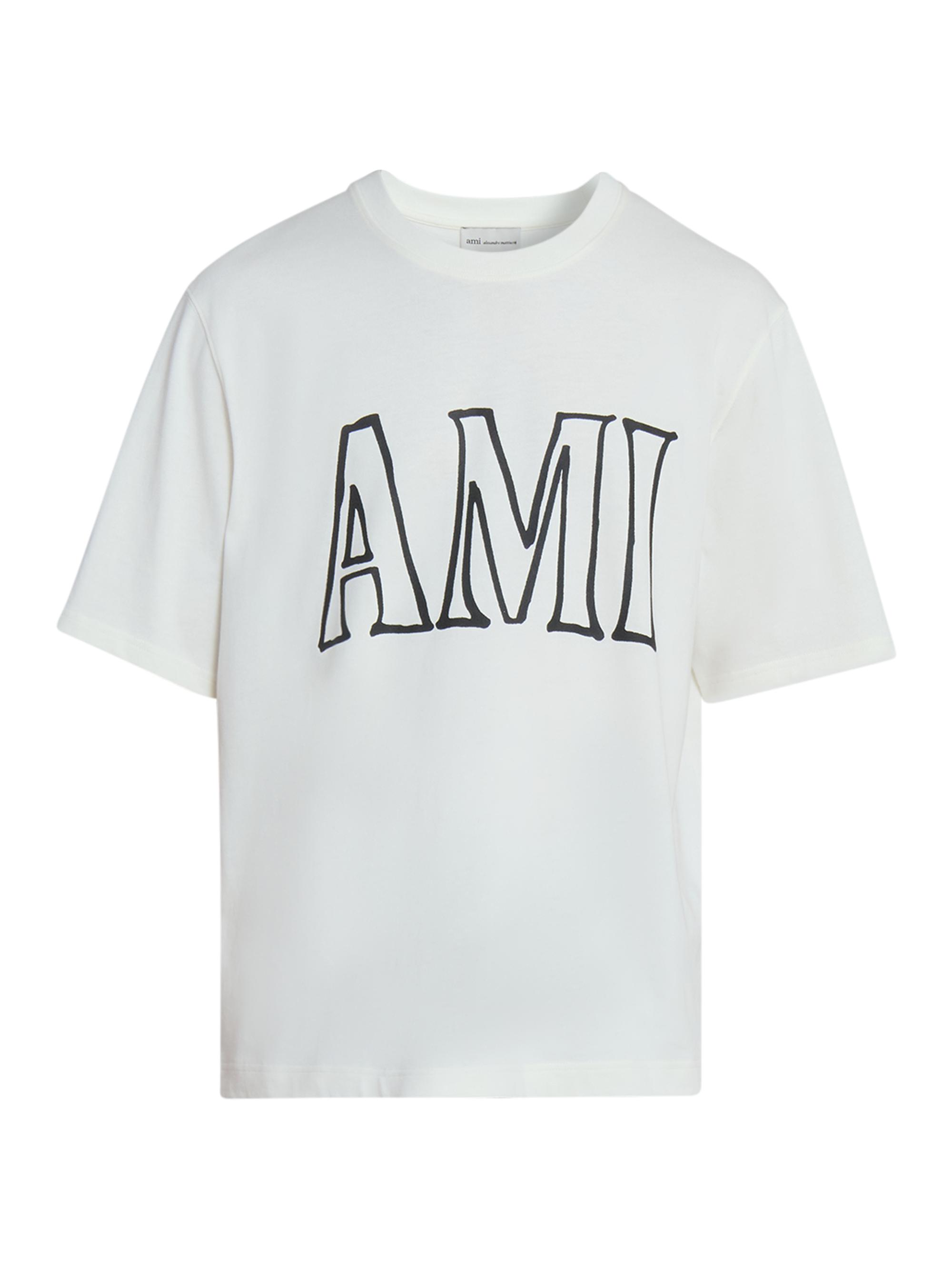 AMI Paris Men's Logo Cotton T-Shirt - Blanc Creme
