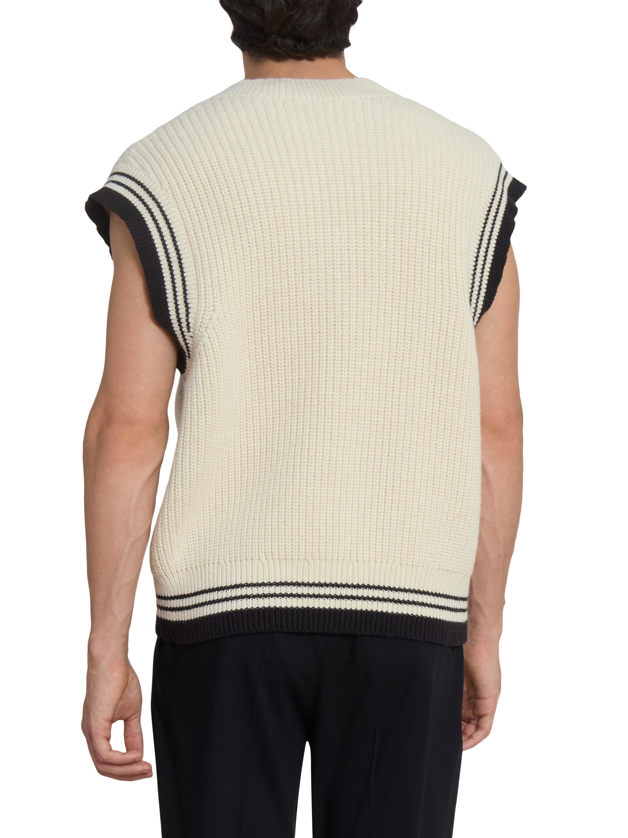 L’Appartement COTTON WOOL KNIT VEST AMI Paris Logo Wool-Cotton Sweater Vest | Saks Fifth Avenue