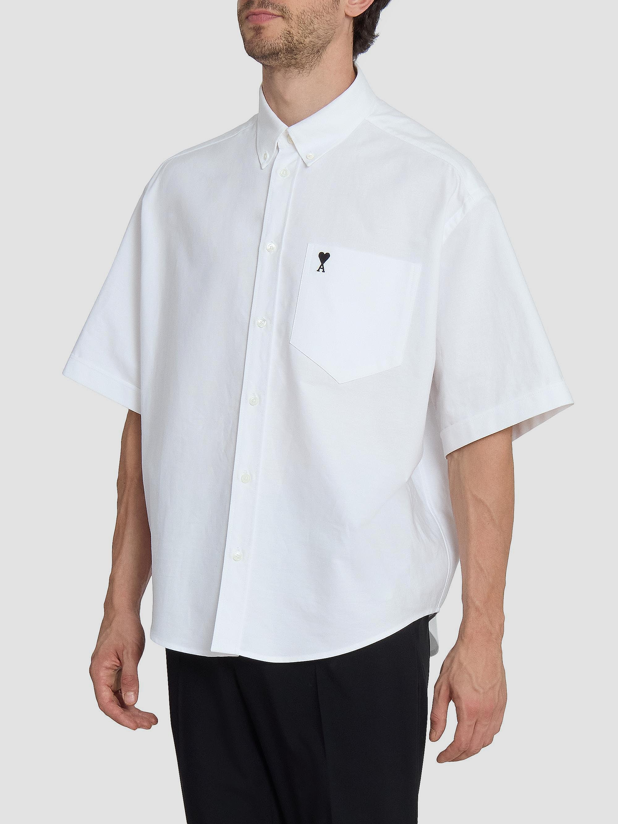 AMI Paris Embroidered Logo Boxy Cotton Shirt | Saks Fifth Avenue