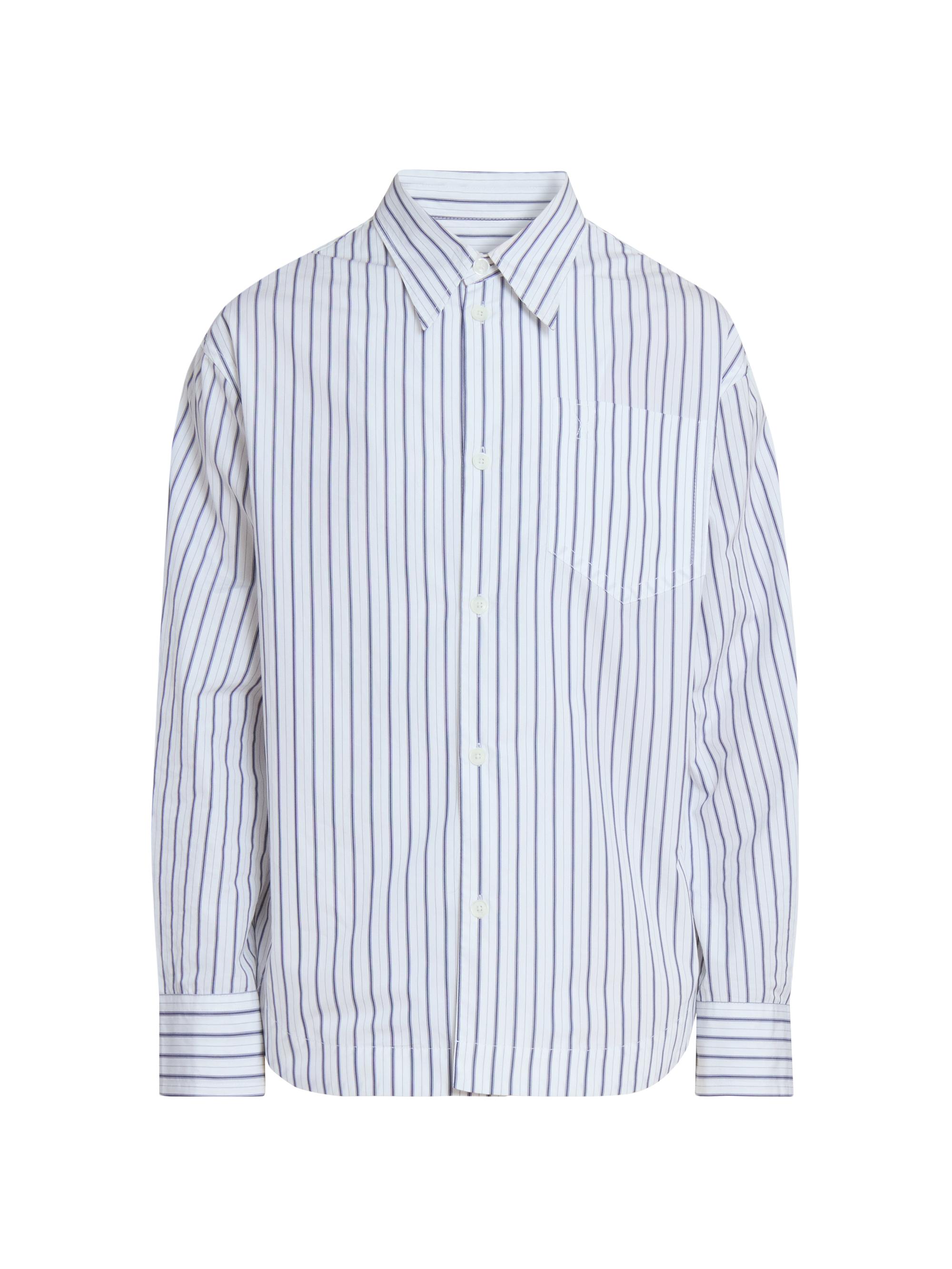 AMI Paris Men's Pinstriped Cotton Button-Front Shirt - Blanc Encre